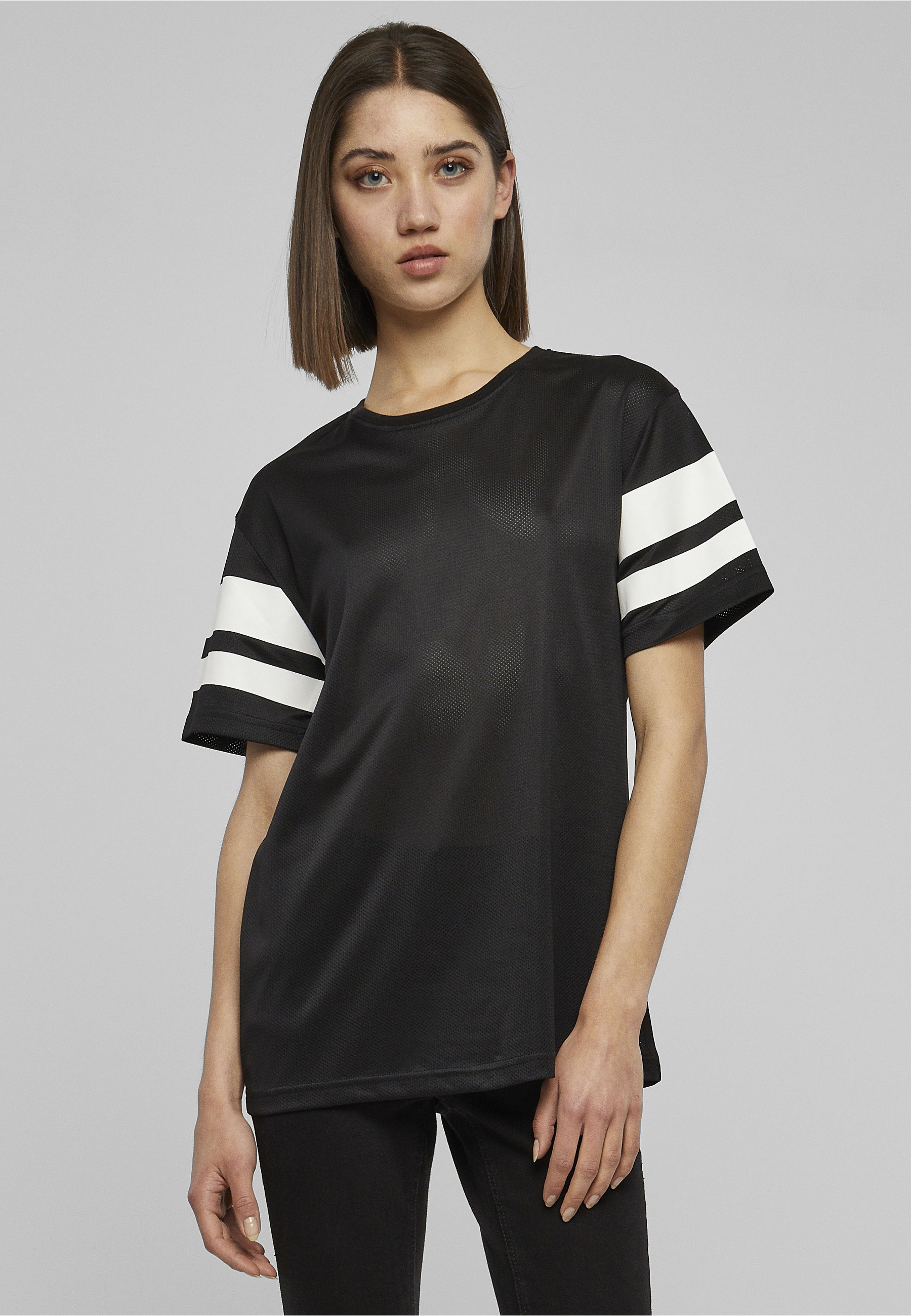 URBAN CLASSICS T-Shirt »Urban Classics Damen Ladies Stripe Mesh Tee« 1 Stk.