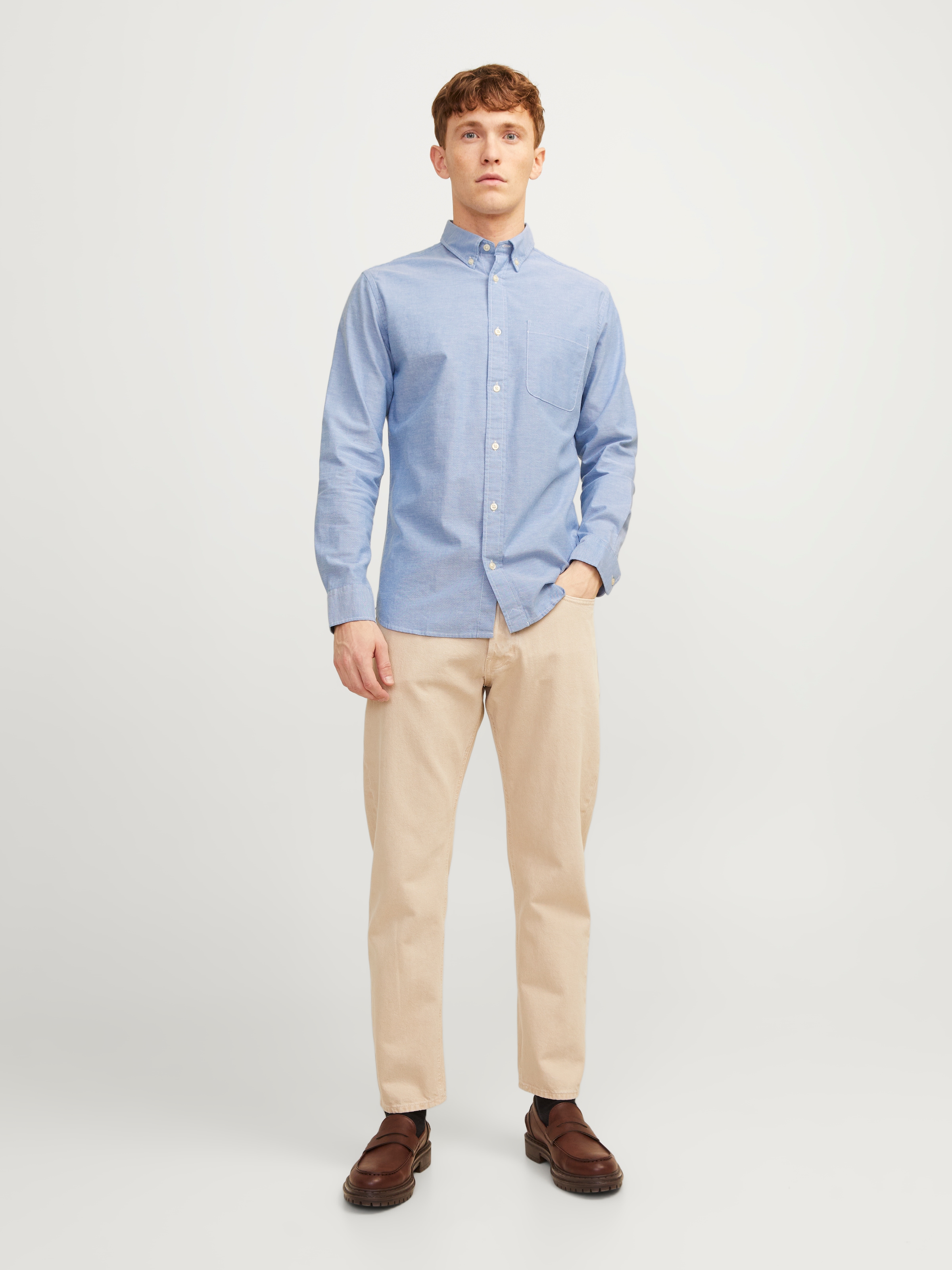 Jack & Jones Langarmhemd »BROOK OXFORD« mit Button-Down Kragen