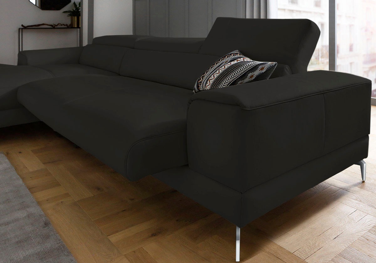 W.SCHILLIG Ecksofa »piedroo, Designsofa mit tollem Sitzkomfort, elegant und bequem, L-Form«, Kopfteilverstellung, wahlweise mit Sitztiefenverstellung, Breite 343cm