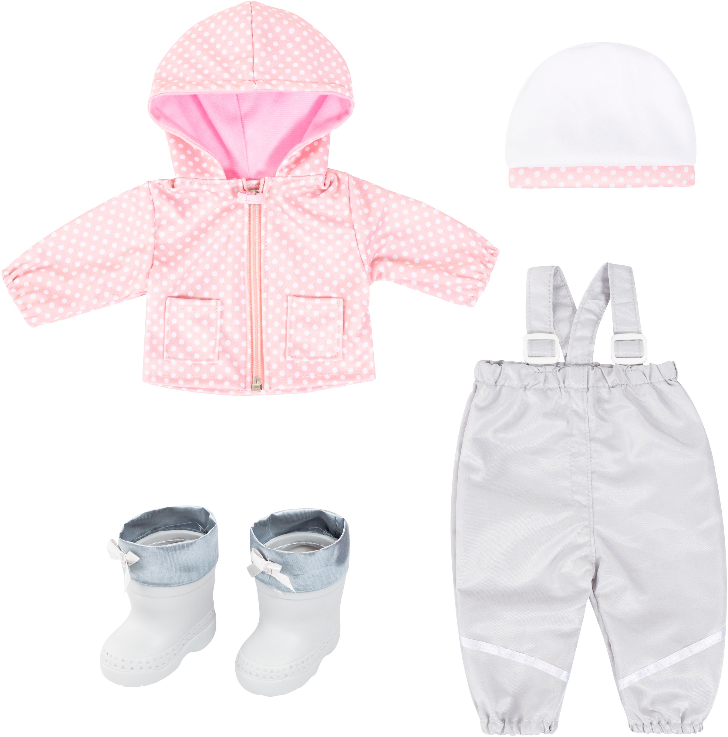 Puppenkleidung »Regen-Set grau/rosa«, (Set, 4 tlg.)