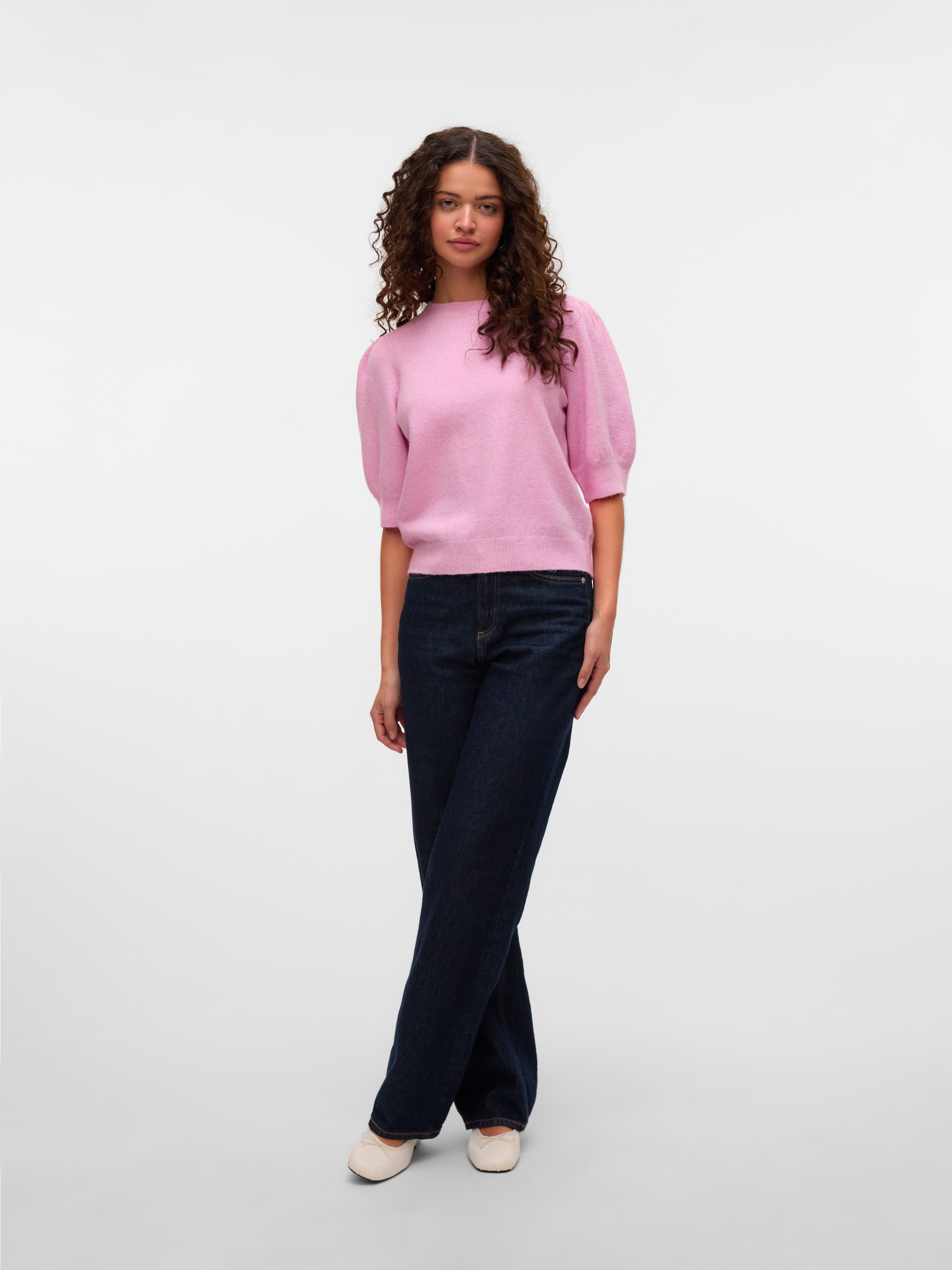 Vero Moda Kurzarmpullover »VMDOFFY 2/4 O-NECK PULLOVER GA NOOS«, mit leichten Puffärmeln