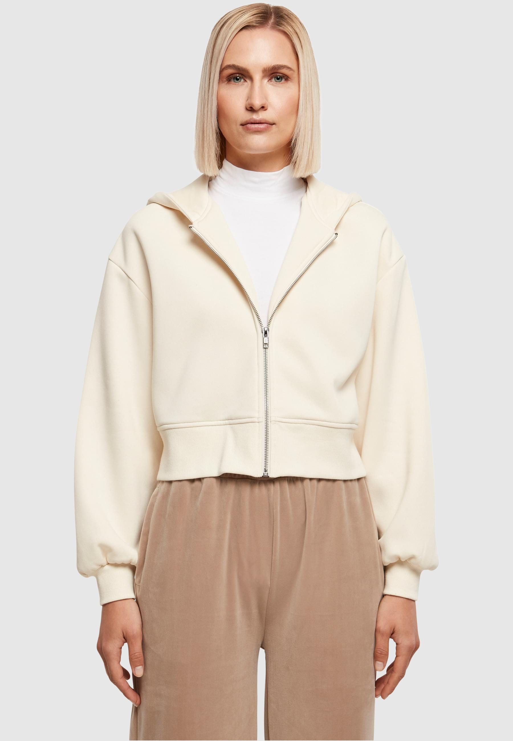 URBAN CLASSICS Sweatjacke »Urban Classics Damen Ladies Short Oversized Zip Jacket«