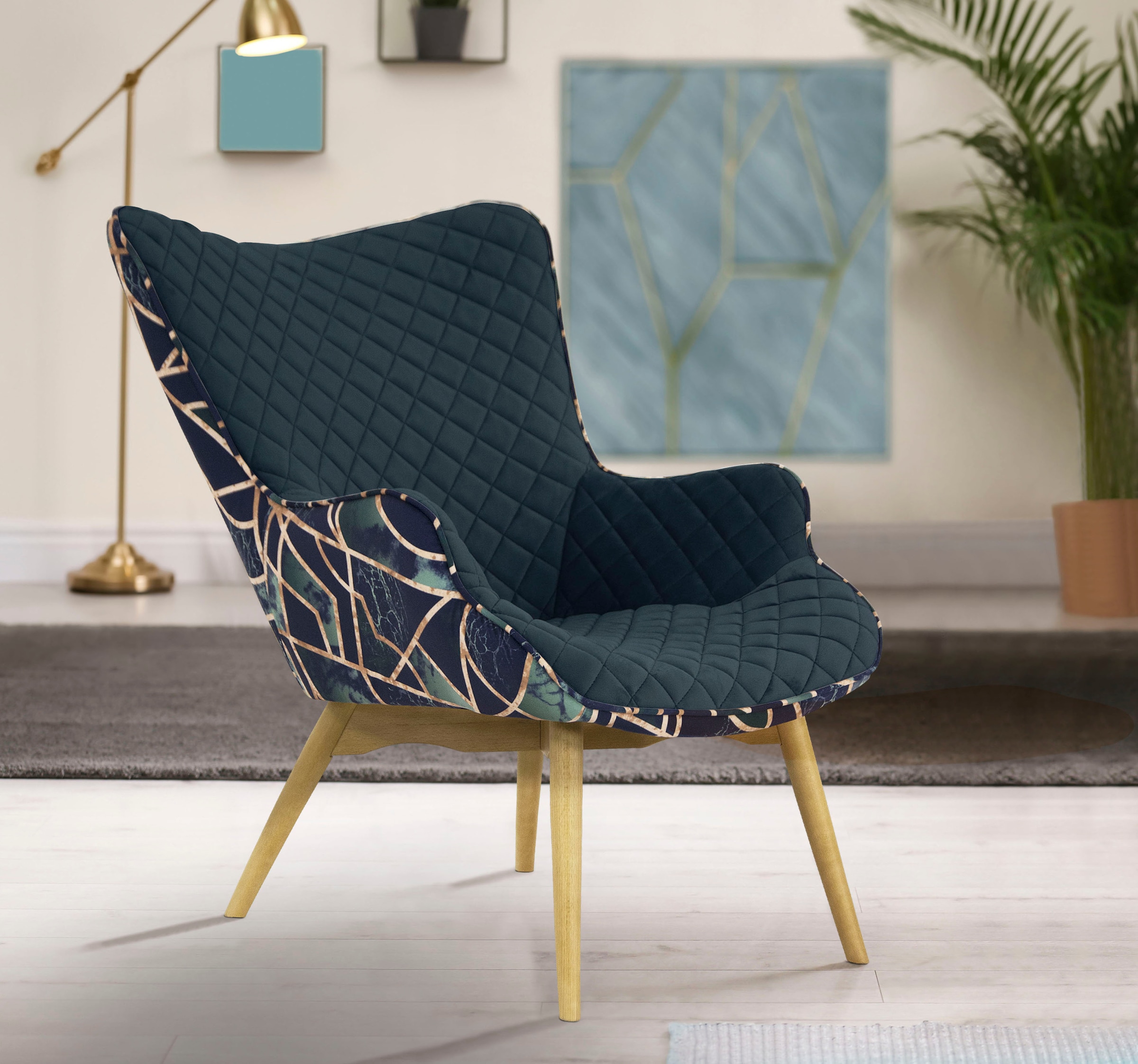 Home affaire Sessel "Duke Print" Karoprägung im Sitzbereich und Dekostoff a günstig online kaufen