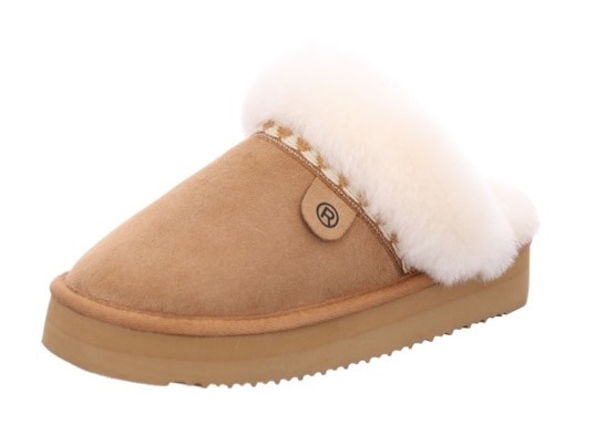Rohde Pantoffel "GENOVA" Hausschuh, Clog mit Lammwolle und Plateasohle
