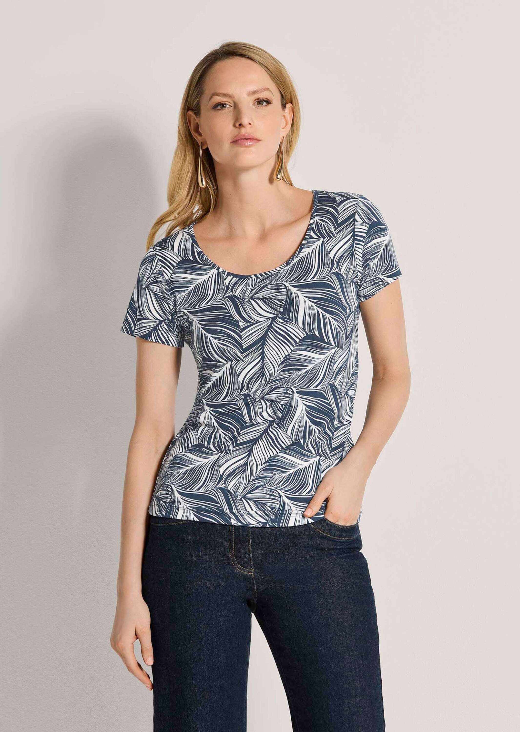 MADELEINE Kurzarmshirt »Shirt Viskoseshirt mit Blattprint«