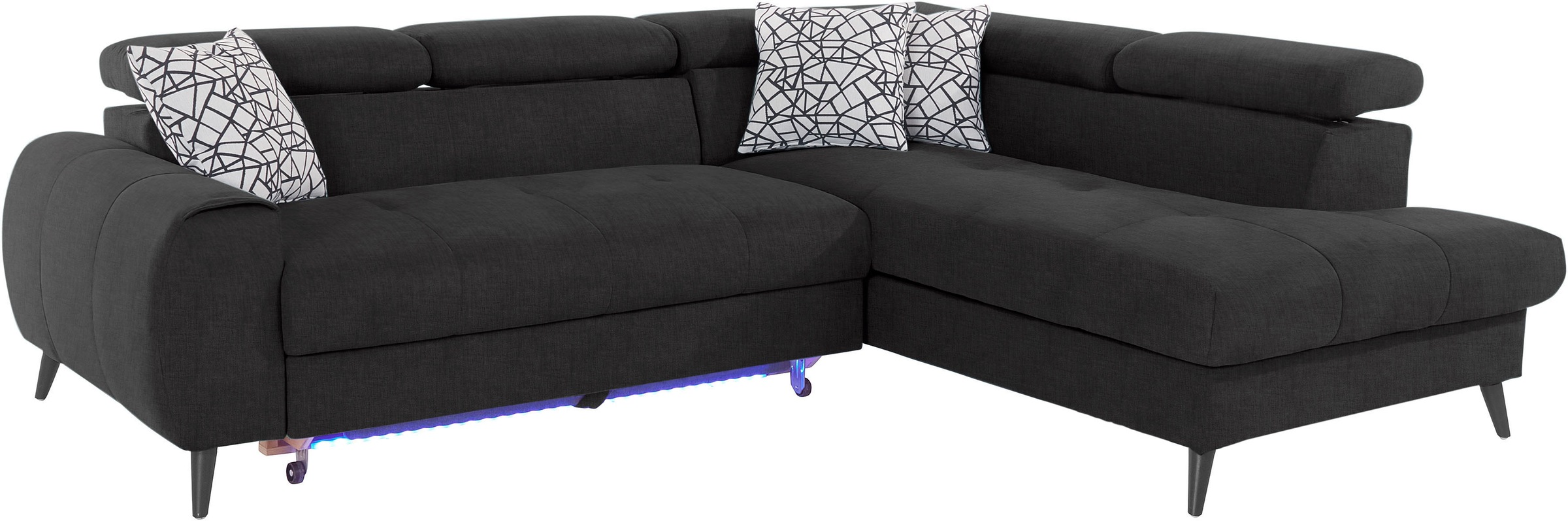 Thumbnail - COTTA Ecksofa "Mia L-Form mit 3 Zierkissen", wahlweise mit Bettfunktion, Bettkasten, Beleuchtung & Wireless-Charger