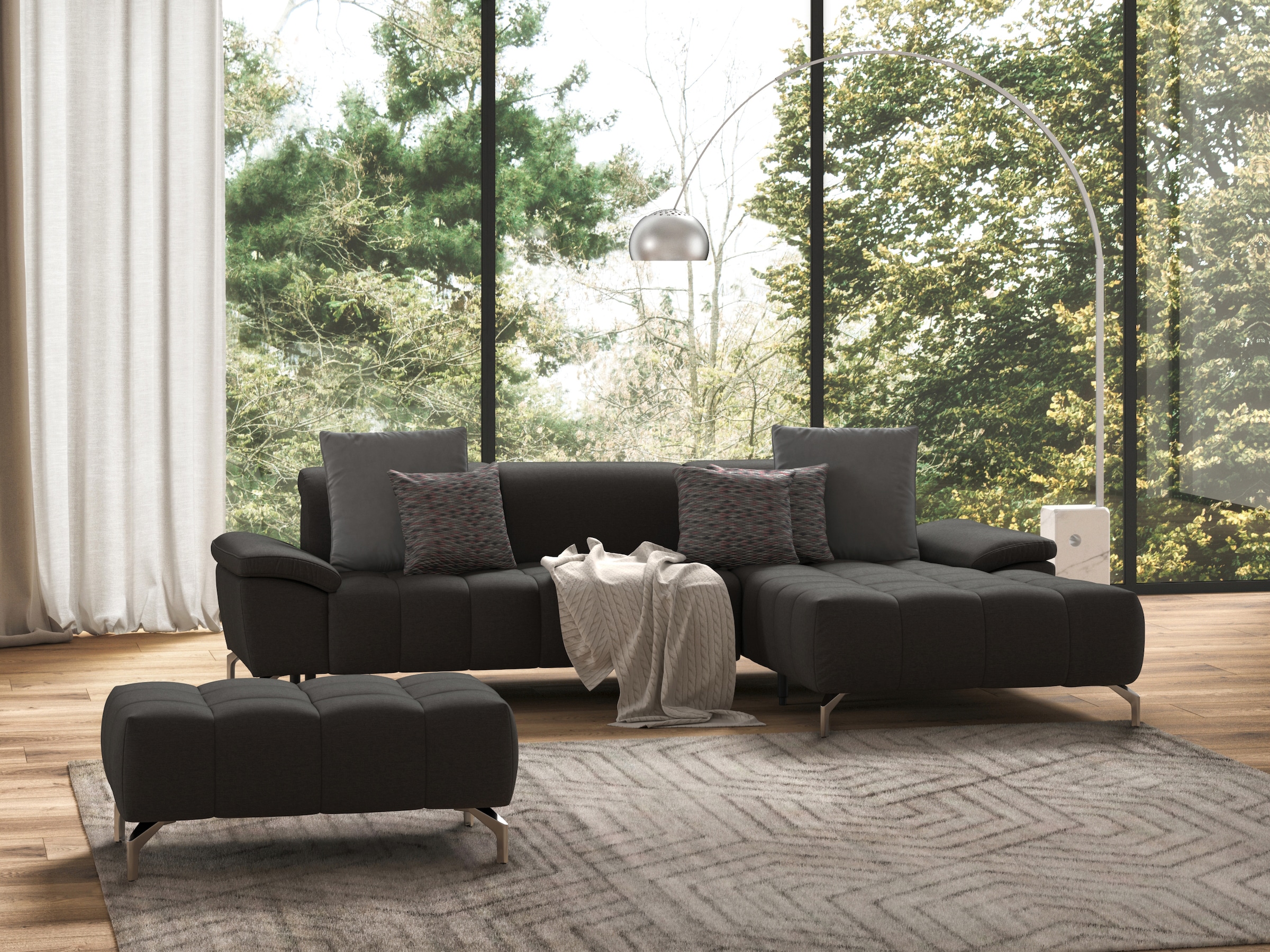 sit&more Ecksofa "Cool L-Form" wahlweise mit Kopfteilverstellung und Vorziehsitz, motorisch