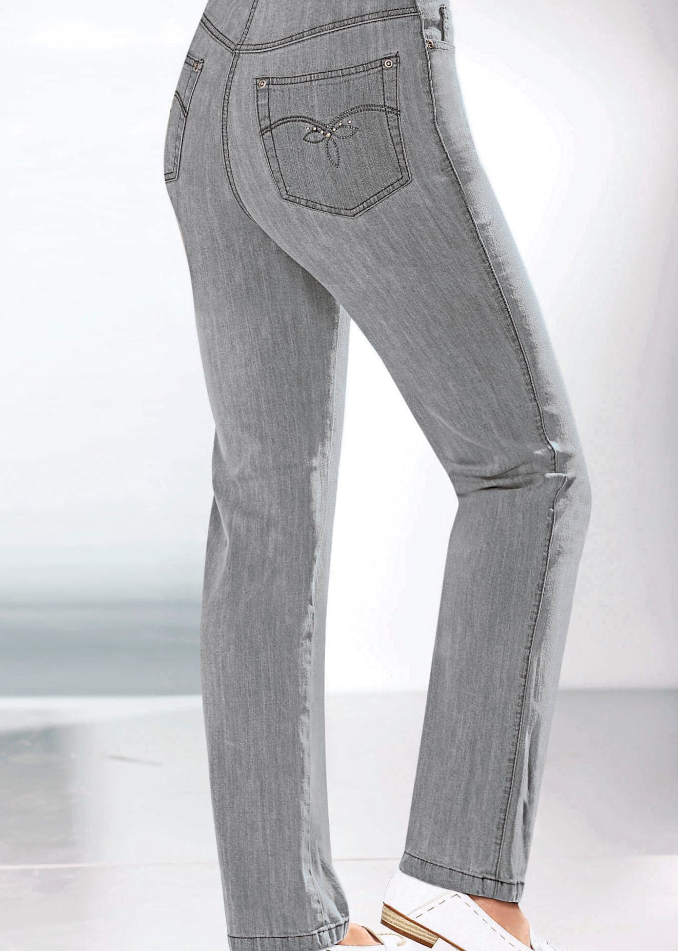 Casual Looks Damen Grau Denim 5-Pocket-Jeans 1 Stk. von Baur