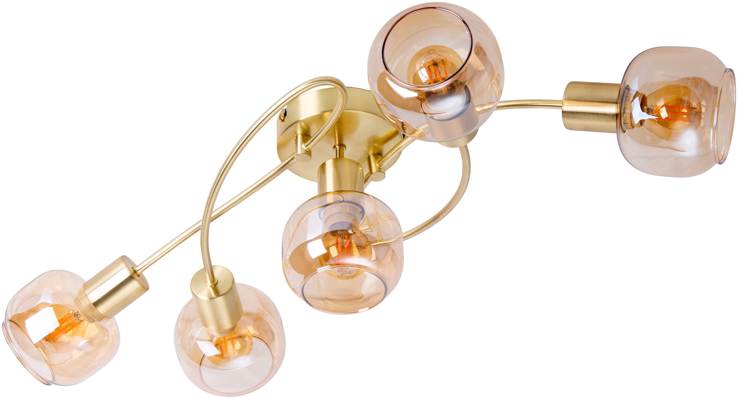 näve Deckenstrahler | amber getönt kaufen flexibel BAUR Glasschirme verstellbare flammig-flammig, excl. 5flg. 5 in »Libby«, 5xE14