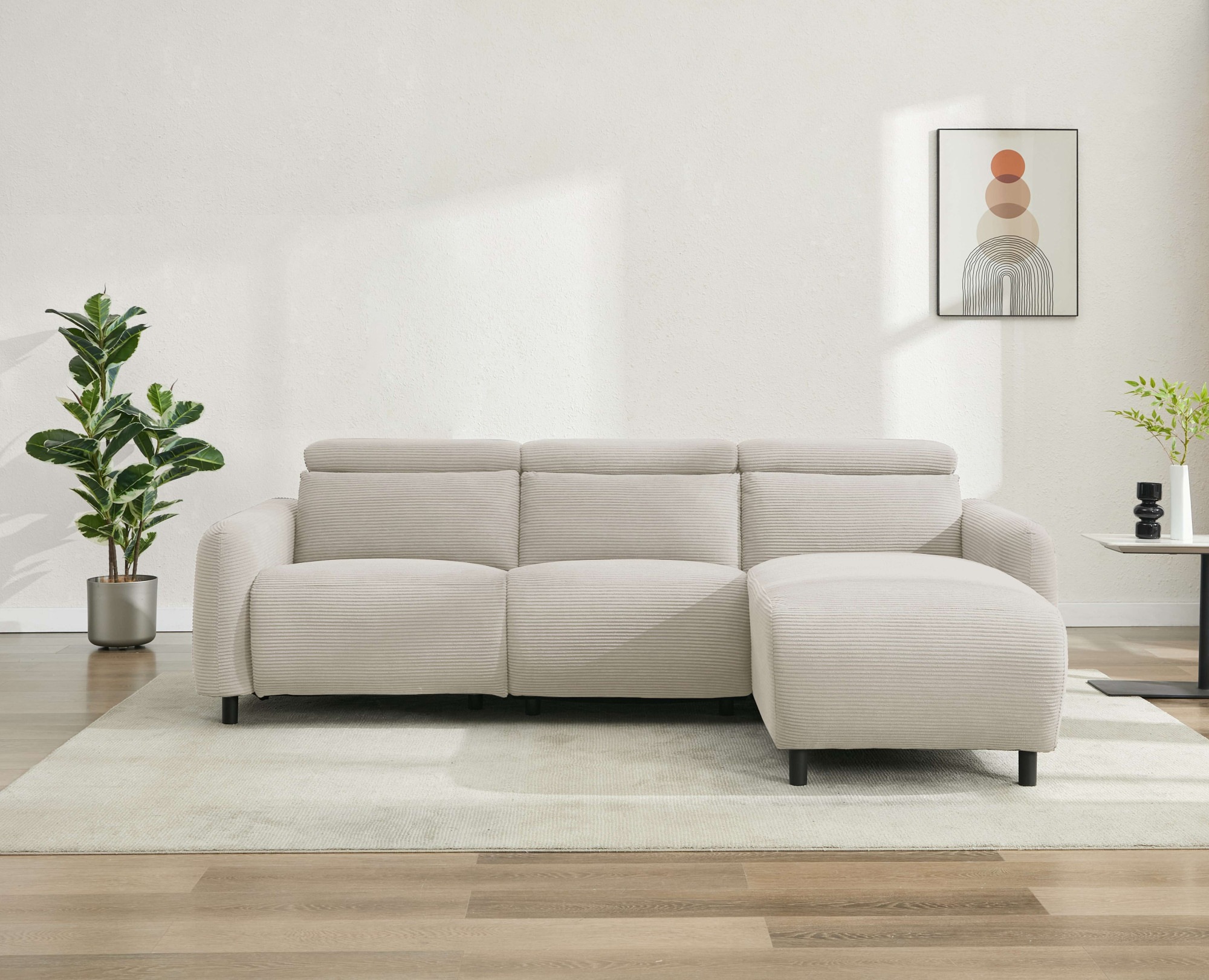 Home affaire Ecksofa »SKAANE in Cord, L-Form, 274 cm, manuelle u. elektrische Funktion,«, Kopfteilverstellung, Relax-und Liegefunktion, Federkernpolsterung