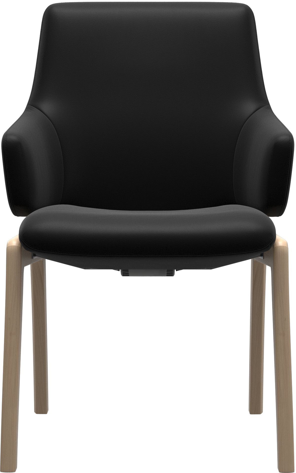 Thumbnail - Stressless Polsterstuhl "Laurel", Leder BATICK, Low Back mit Armlehne, Größe L, mit abgerundeten Beinen in Schwarz