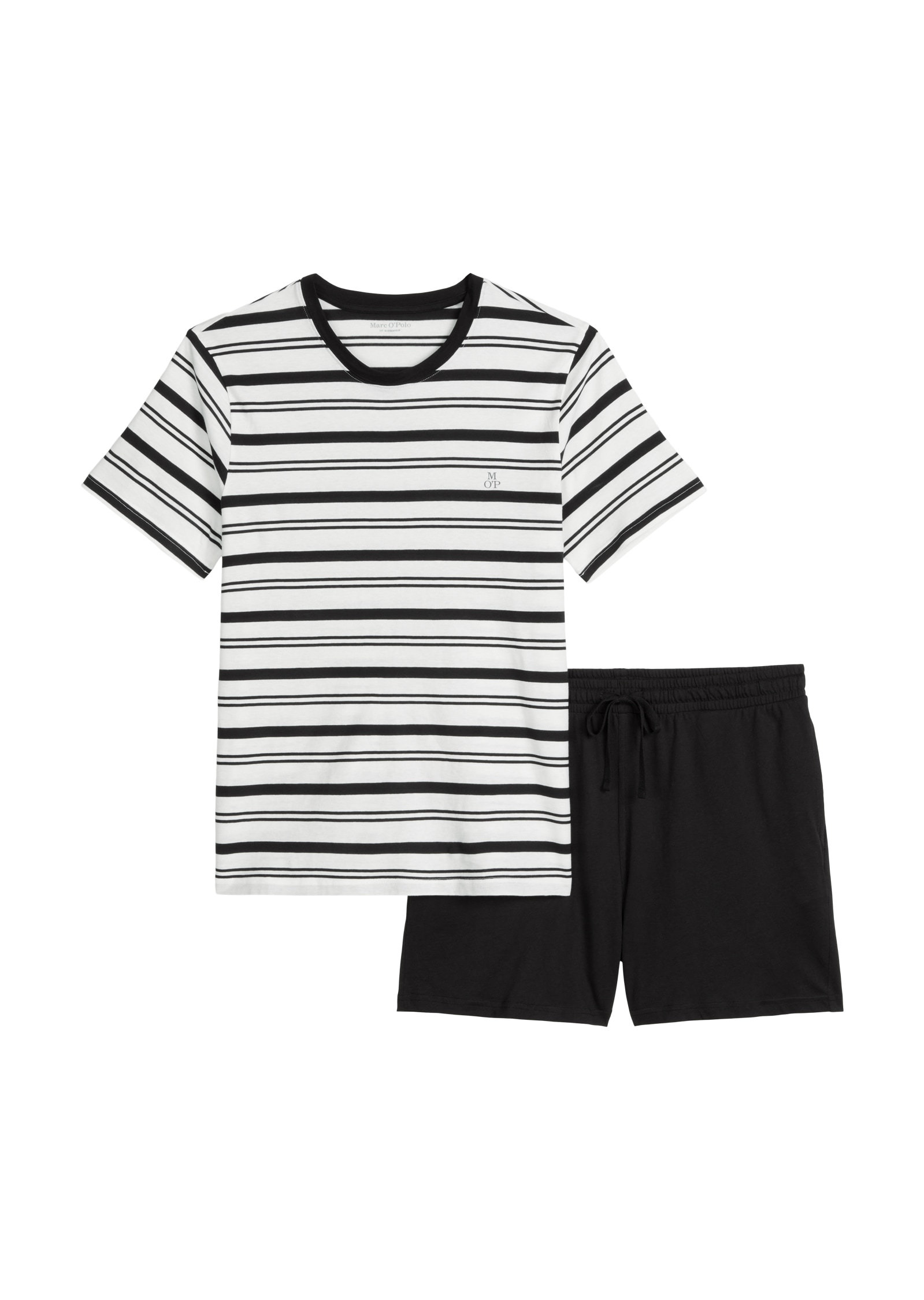Marc O'Polo Shorty »Mix N Match Cotton« 2 tlg. mit Steifen, Rundhalsausschnitt und kurzen Ärmeln