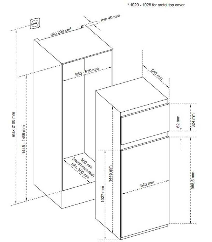 Sharp Einbaukühlgefrierkombination »SJ-TE210T0XD-EU«, (145er Nische), Festtür