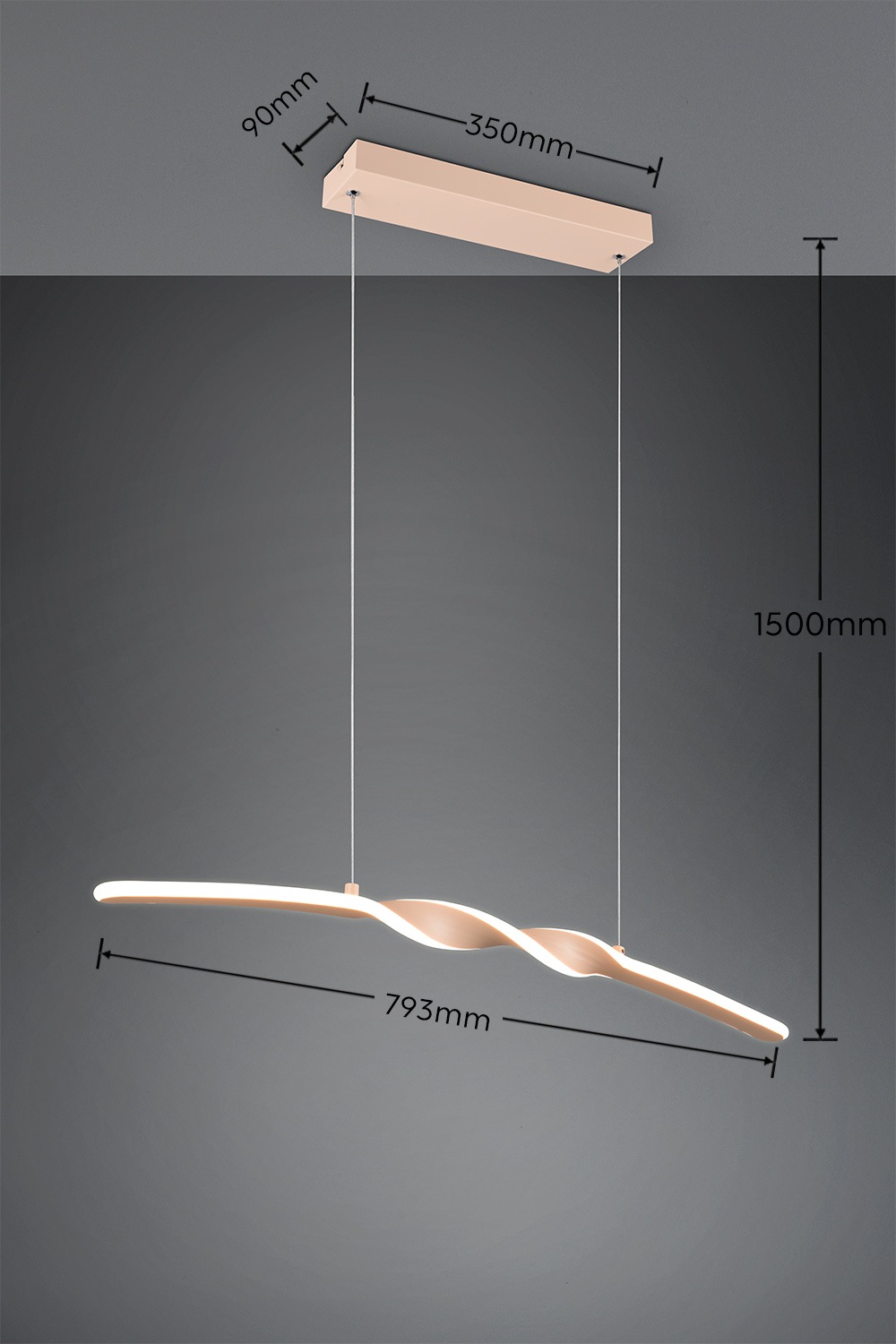 REALITY Leuchten LED Pendelleuchte »GINKO, Hängeleuchte LED 18W 1980 Lumen 3000K warmweiß«, 1 flammig, Leuchtmittel LED-Board | LED fest integriert, Hängelampe Esszimmer, höhenverstellbar bis max 150cm, Breite 79 cm