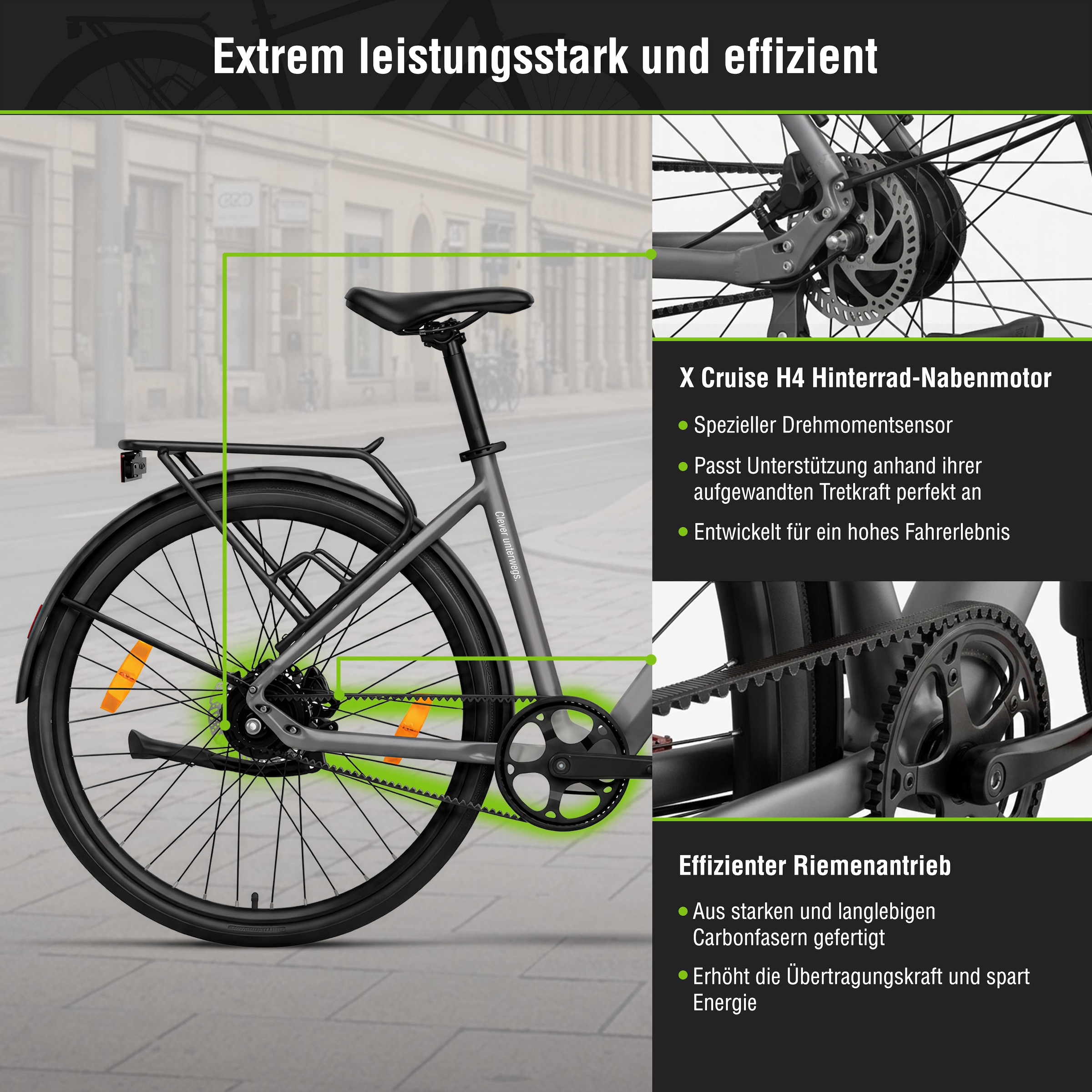 SachsenRad »C3V Roma II mit intelligenter Unterstützungsstufe« ohne Schaltung Heckmotor 250 W nur 16KG ohne Gepäckträger und Schutzblech