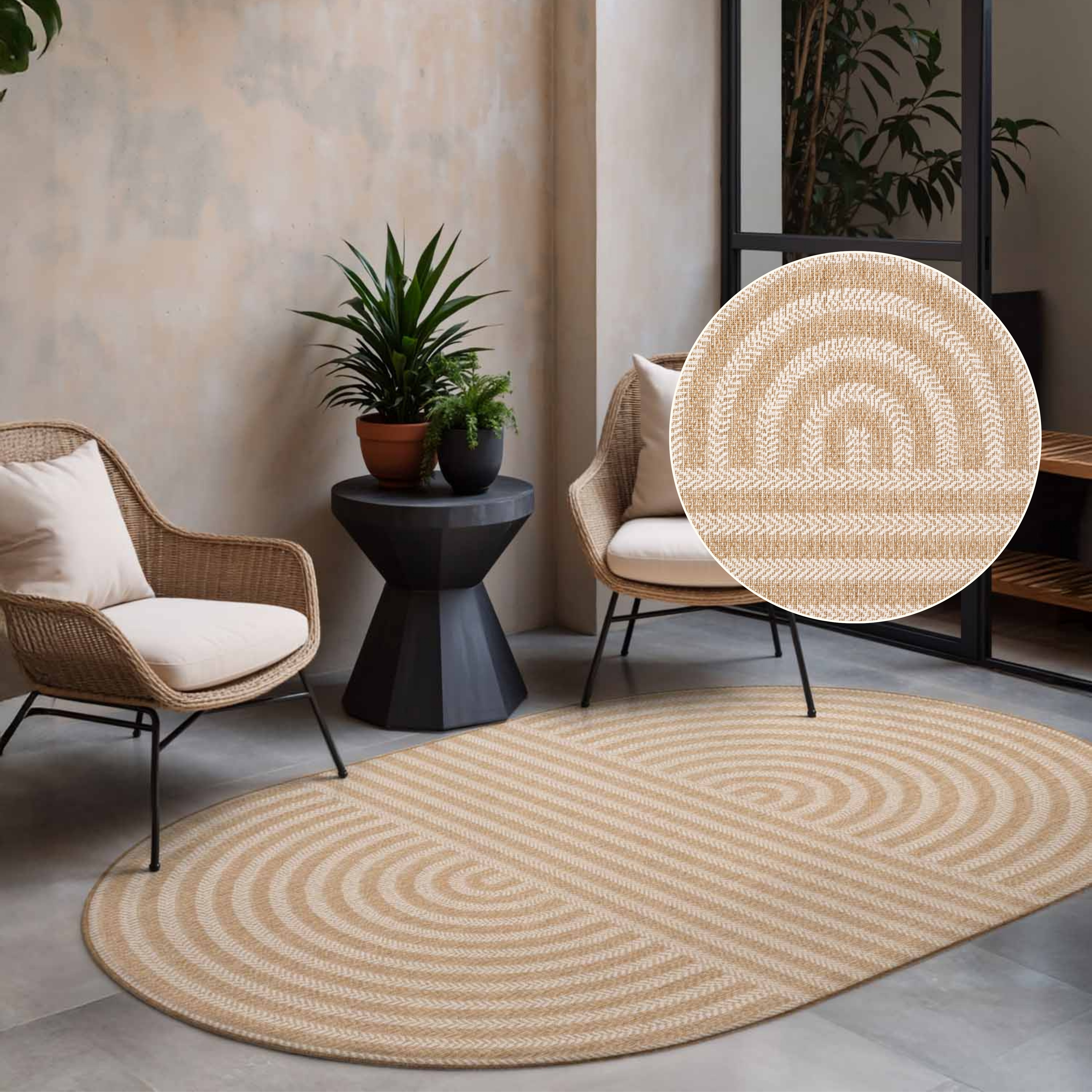 Ted Baker Teppich "Woodfield, Wendeteppich" oval 8 mm Höhe Designteppich, Wetterfest, Pflegeleicht, Modern, Wohnzimmer, Terrasse