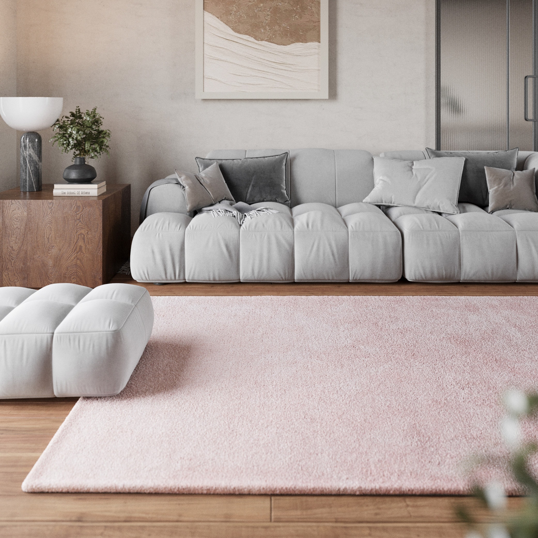Homie Living Teppich »Pisa«, rund, 25 mm Höhe, Hochflor, Microfaser, uni, weich, Shaggy, Wohnzimmer, Schlafzimmer