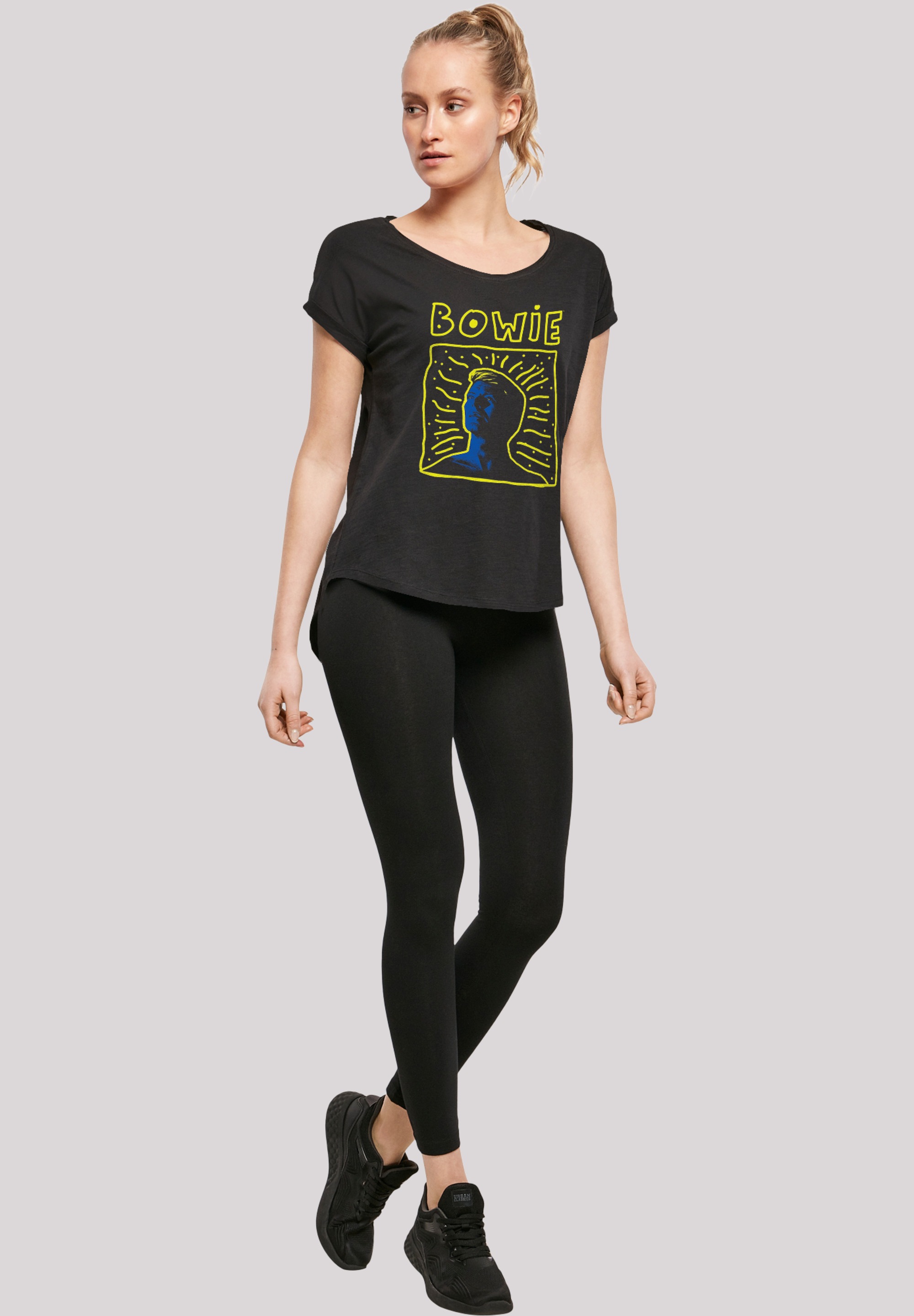 F4NT4STIC T-Shirt »Long Cut T-Shirt David Bowie 90s Frame«, Damen,Premium Merch,Lang,Longshirt,Bandshirt