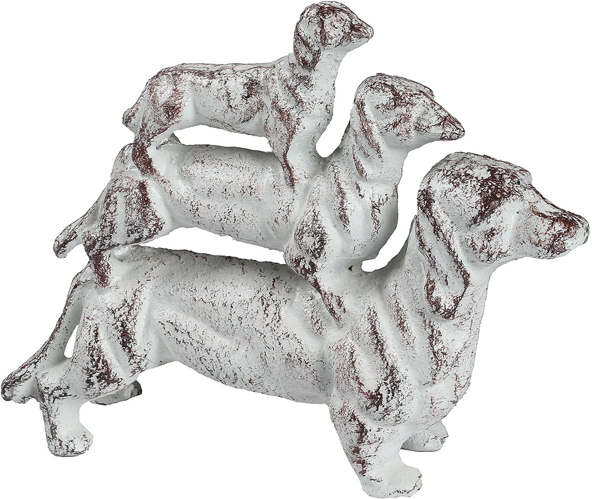Türstopper AMBIENTE HAUS "aus Gusseisen - Hunde", weiß (grau), B:17cm H:13cm T:5cm, Gusseisen, Türstopper, für den Innen- und Außenbereich - Ø/B/H/T: