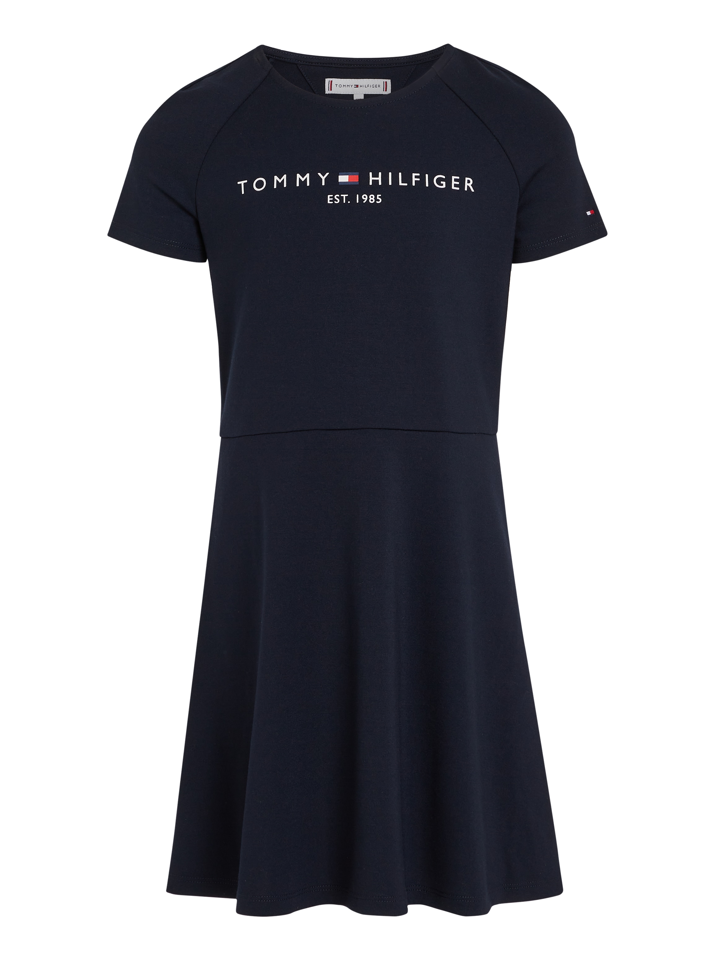 Tommy Hilfiger A-Linien-Kleid »PUNTO FIT & FLARE DRESS SS« Kinder bis 16 Jahre mit Logoschriftzug