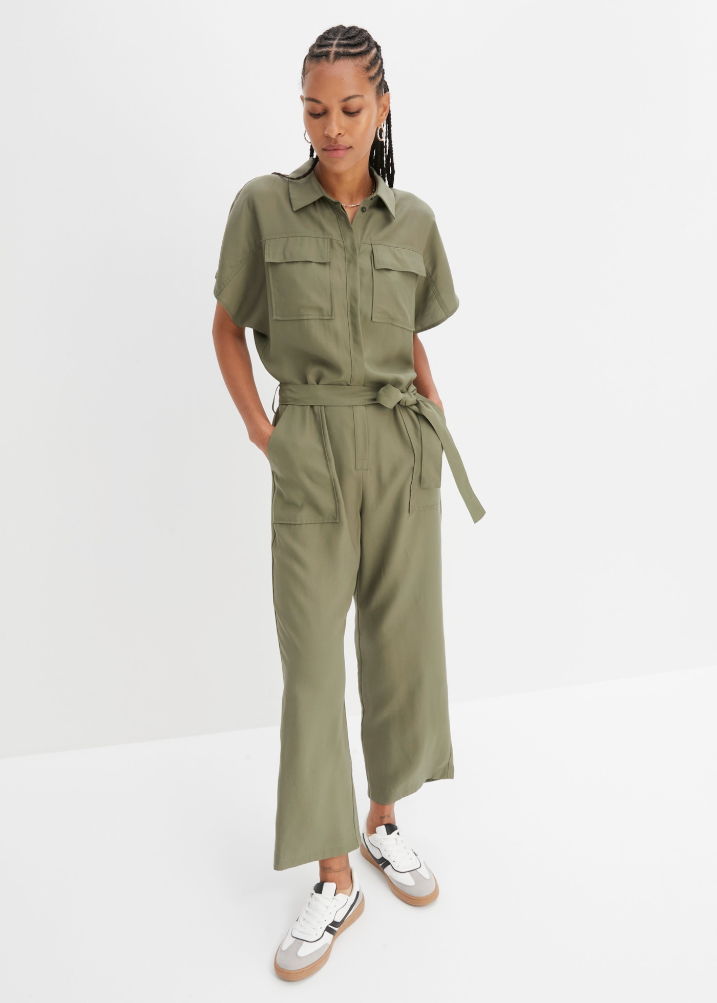 bonprix Jumpsuit aus Lyocell, mit Hemdblusenkragen