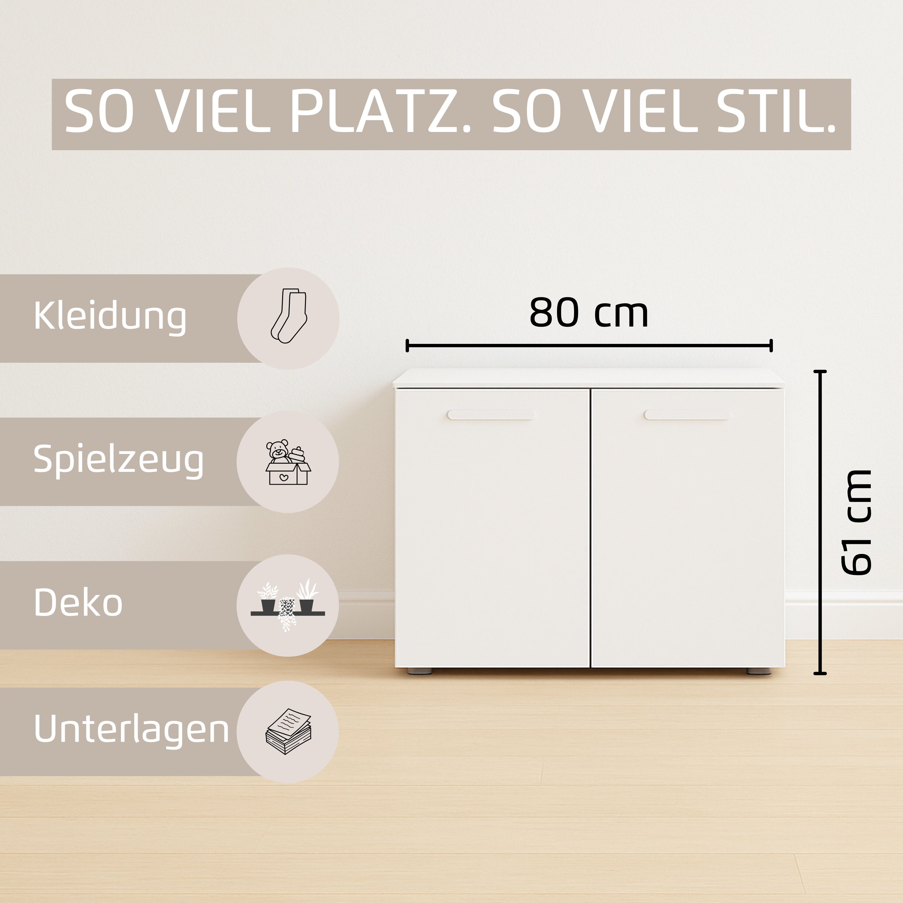 Thumbnail - rauch Sideboard "Türkommode Kommode Lowboard OTELI mit Dekor- und Hochglanzfront" Breite 80 cm inkl. Soft-Close-Funktion...