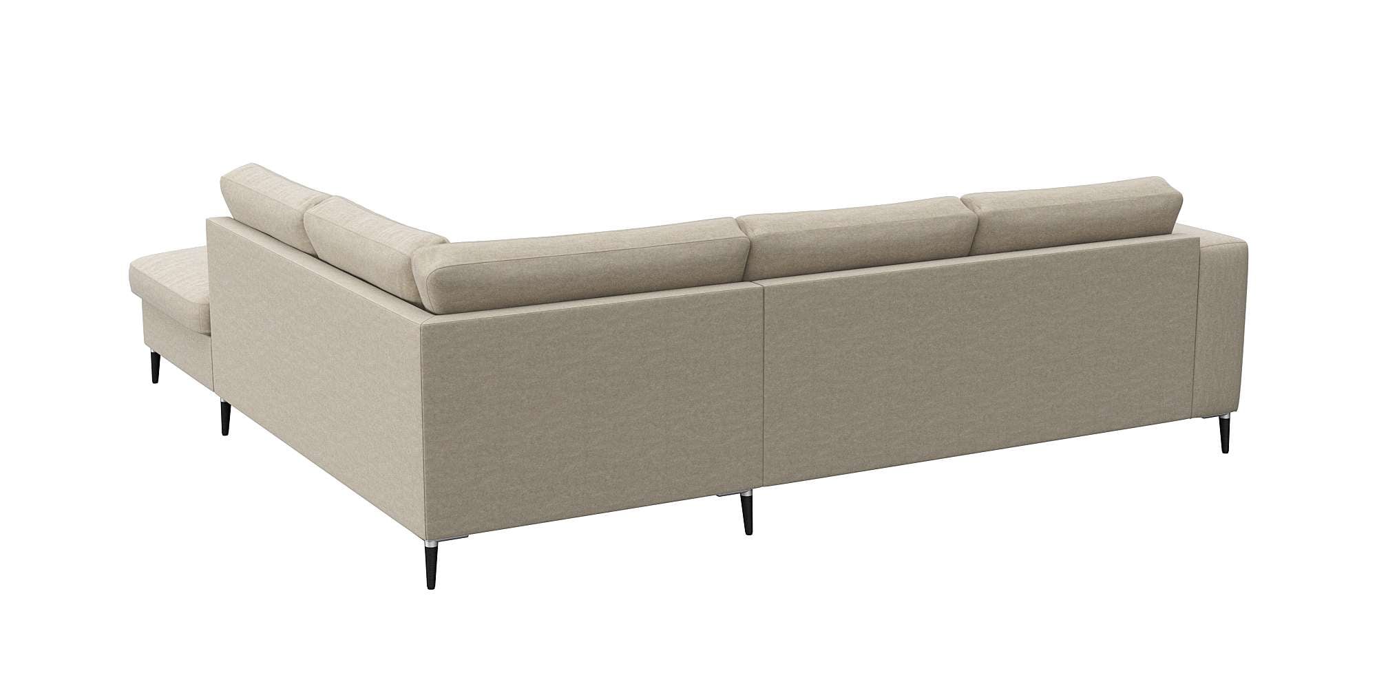 FLEXLUX Ecksofa »Fiore«, breite Armlehnen, Kaltschaum, Füße Alu+schwarz