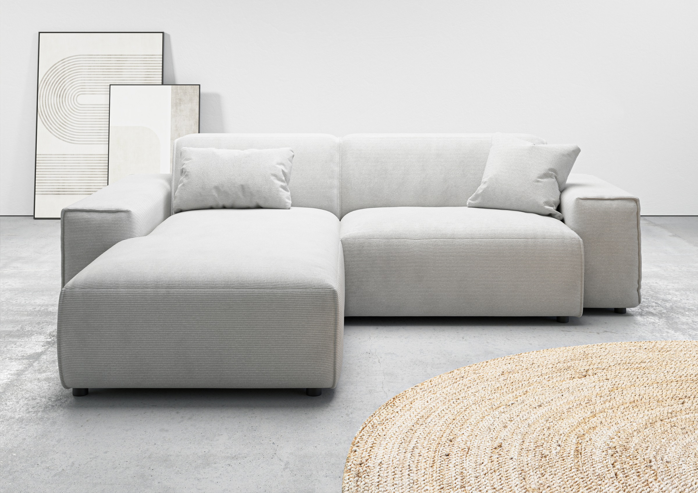 Home affaire Ecksofa "Glimminge L-Form auch in Breitcord, Feincord + Easy care-Bezug," Breite 234, Zierkissen