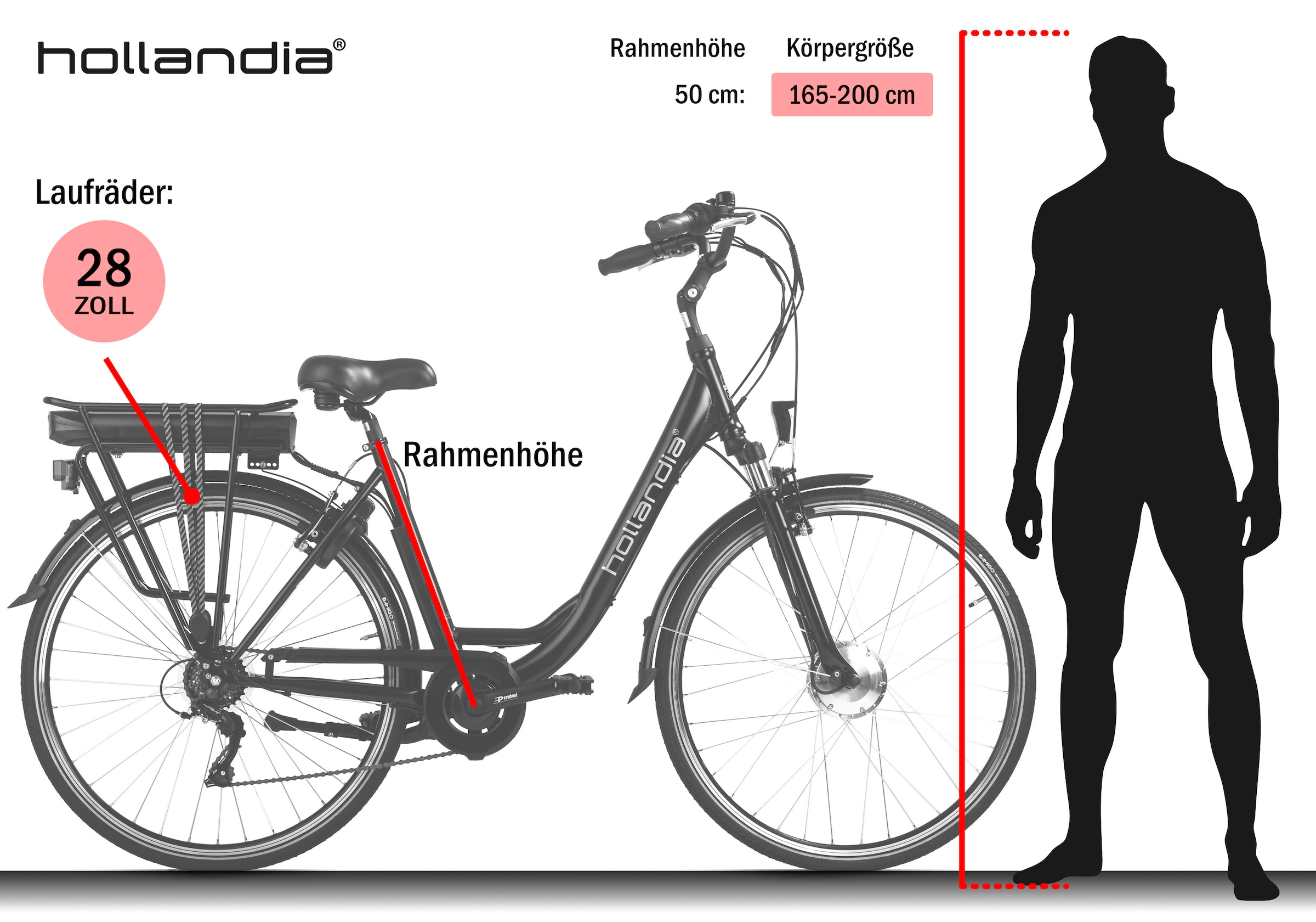 Adore »E-Active« 6 Gang Shimano Tourney Schaltwerk Kettenschaltung Frontmotor 250 W Pedelec, Elektrofahrrad für Damen u. Herren