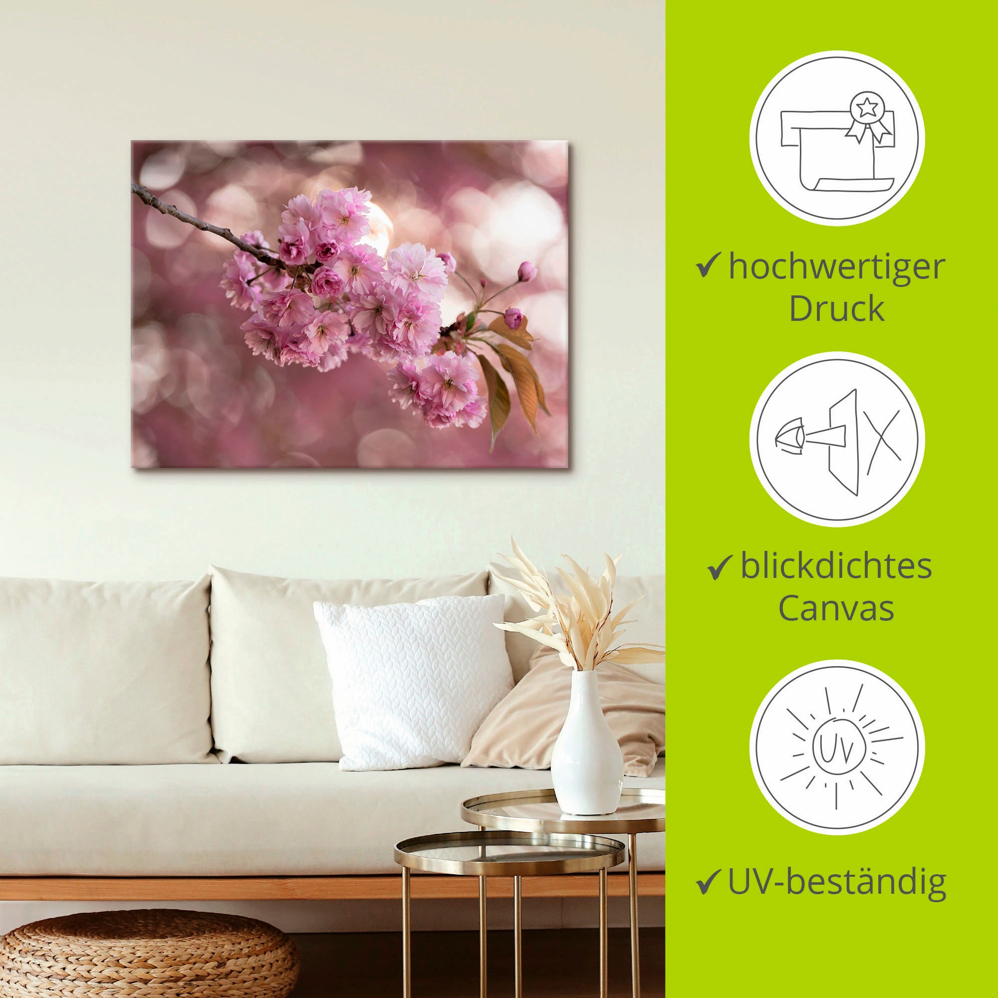 Artland Wandbild »Japanische Kirschblüte in Love III«, Blumen, (1 St.), als Leinwandbild in verschied. Größen