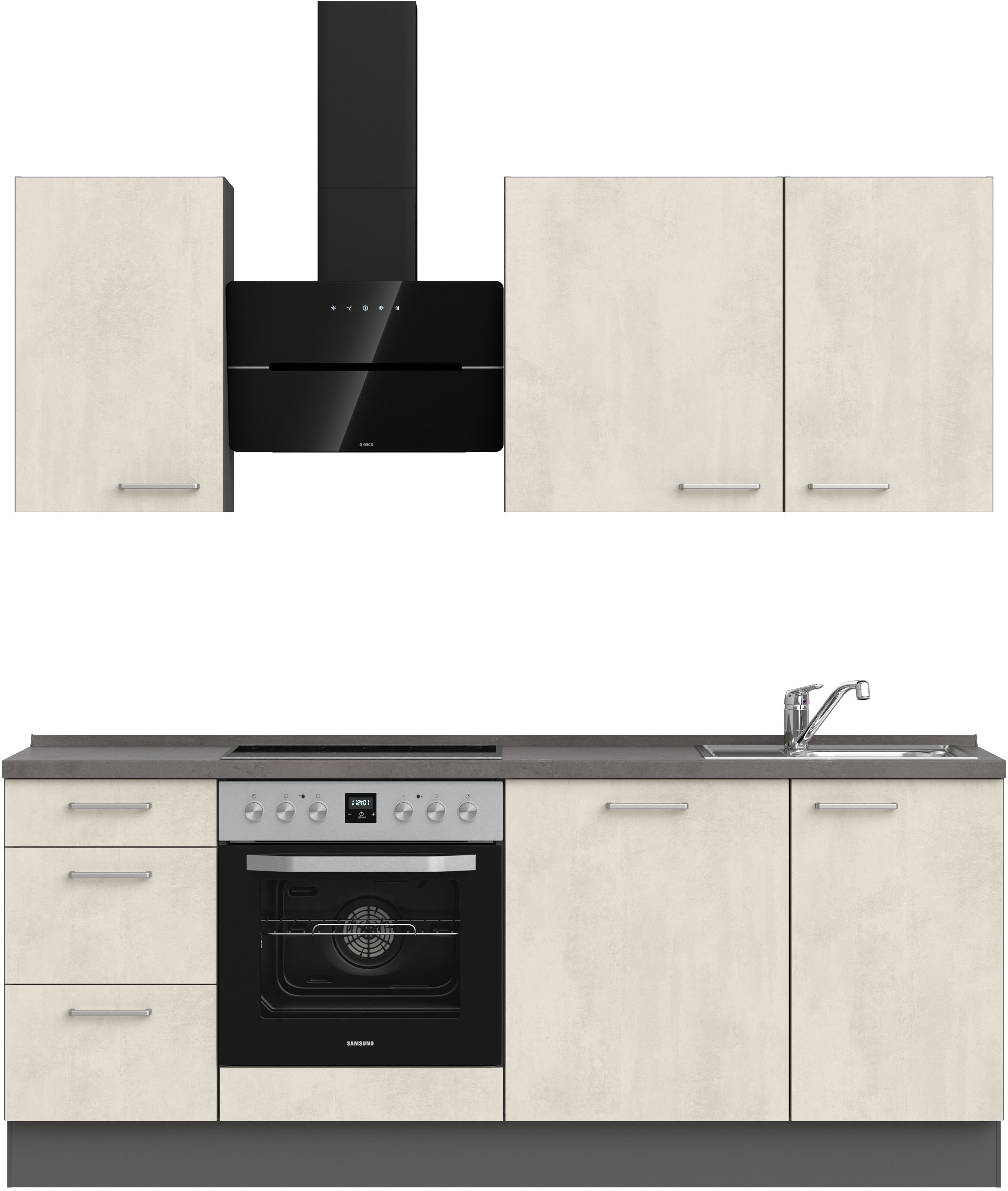 nobilia Küchenzeile ""Riva II", NEU: individuell anpassbar mit gratis Profi-Beratung" vormontiert, Breite 210 cm, Ausrichtung wählbar, wahlw. mit E-Geräten