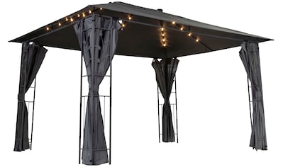 Pavillon, mit LED-Beleuchtung, in Blätteroptik, 300x400cm, grau