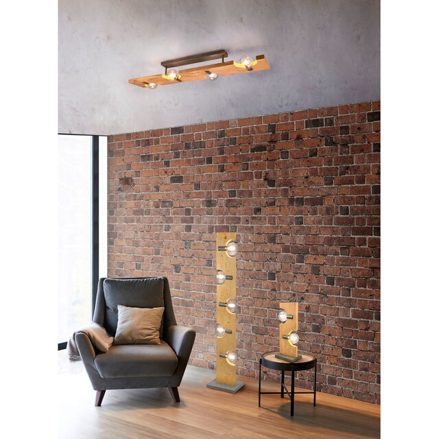 TRIO Leuchten Deckenleuchte »Tailor«, 4 flammig-flammig, Deckenlampe  Naturholz, 115 x 20 cm, exkl 4xE27 max 10W, Nickel-Optik | BAUR