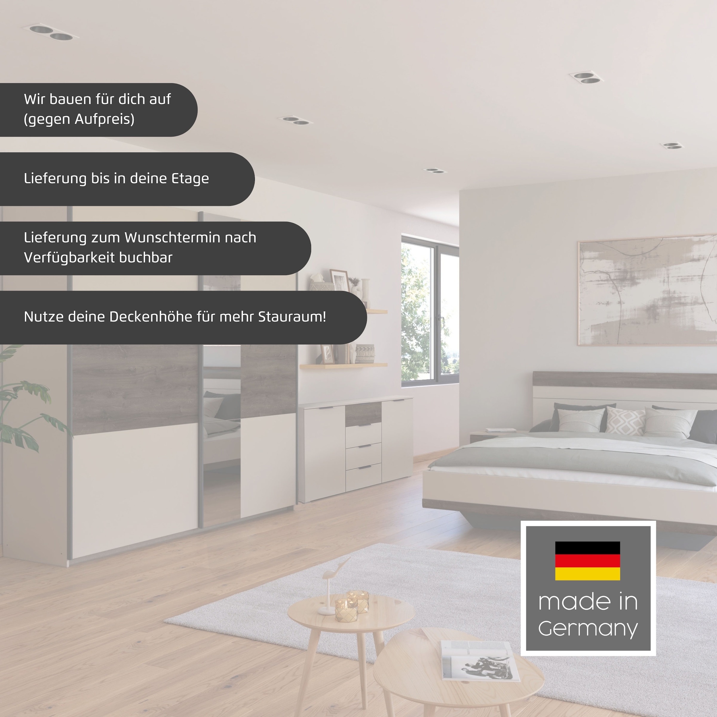 rauch Schlafzimmer-Set »Komplettschlafzimmer Schlafzimmer Schlafzimmermöbel SAJO«, (Set, 4 tlg., Set: Kleiderschrank mit/ohne Spiegel, Bett in 2 Breiten, 2 Nachttische), optional mit Spiegel am Kleiderschrank MADE IN GERMANY