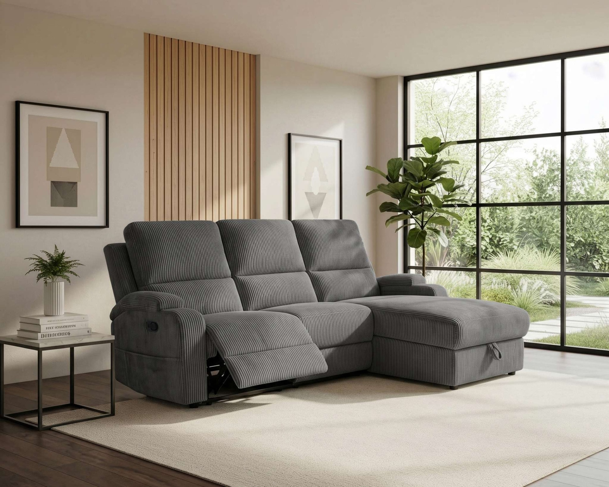 OTTO home Ecksofa "NAPORI Cord, Multimediasofa, L-Form" man. oder elektr. Relaxfuntion, USB-A bei elektr. Variante, Staukasten