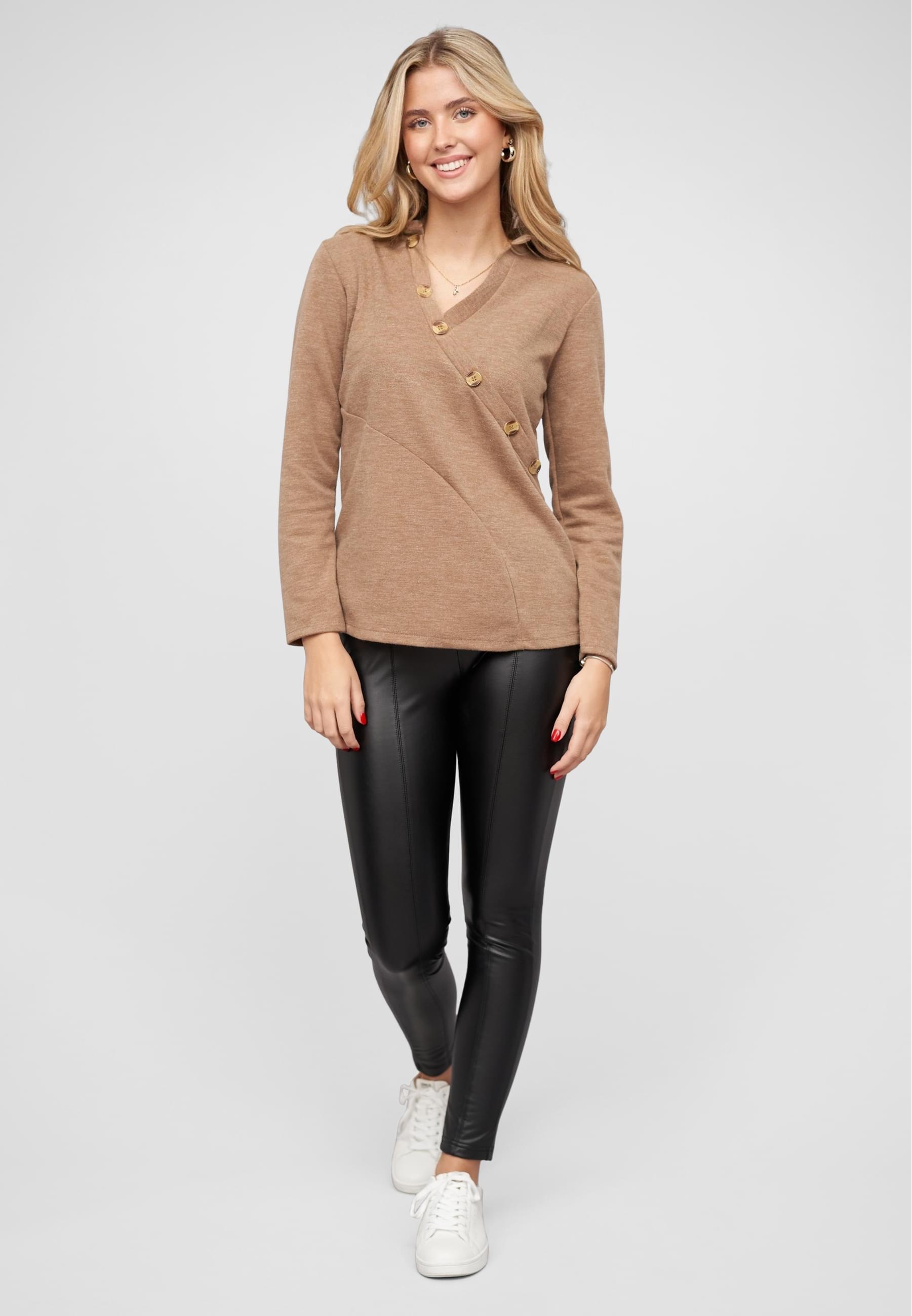 CLOUD 5IVE Sweater »CLOUD 5IVE Pullover mit asymetrischer Knopfleiste«
