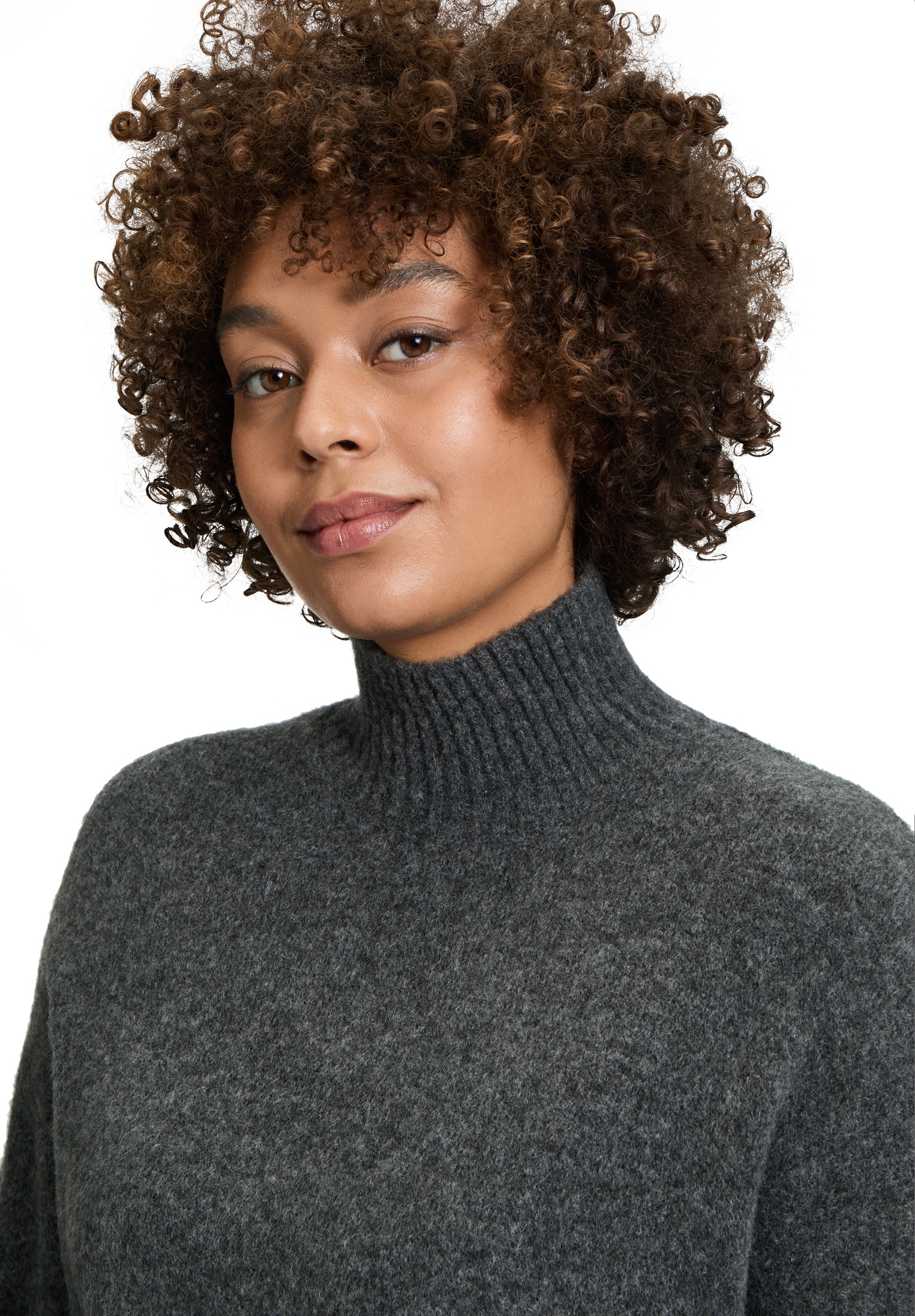 Cartoon Strickpullover »Cartoon Damen Strickpullover mit Stehkragen«, (1 tlg.), Rippbündchen