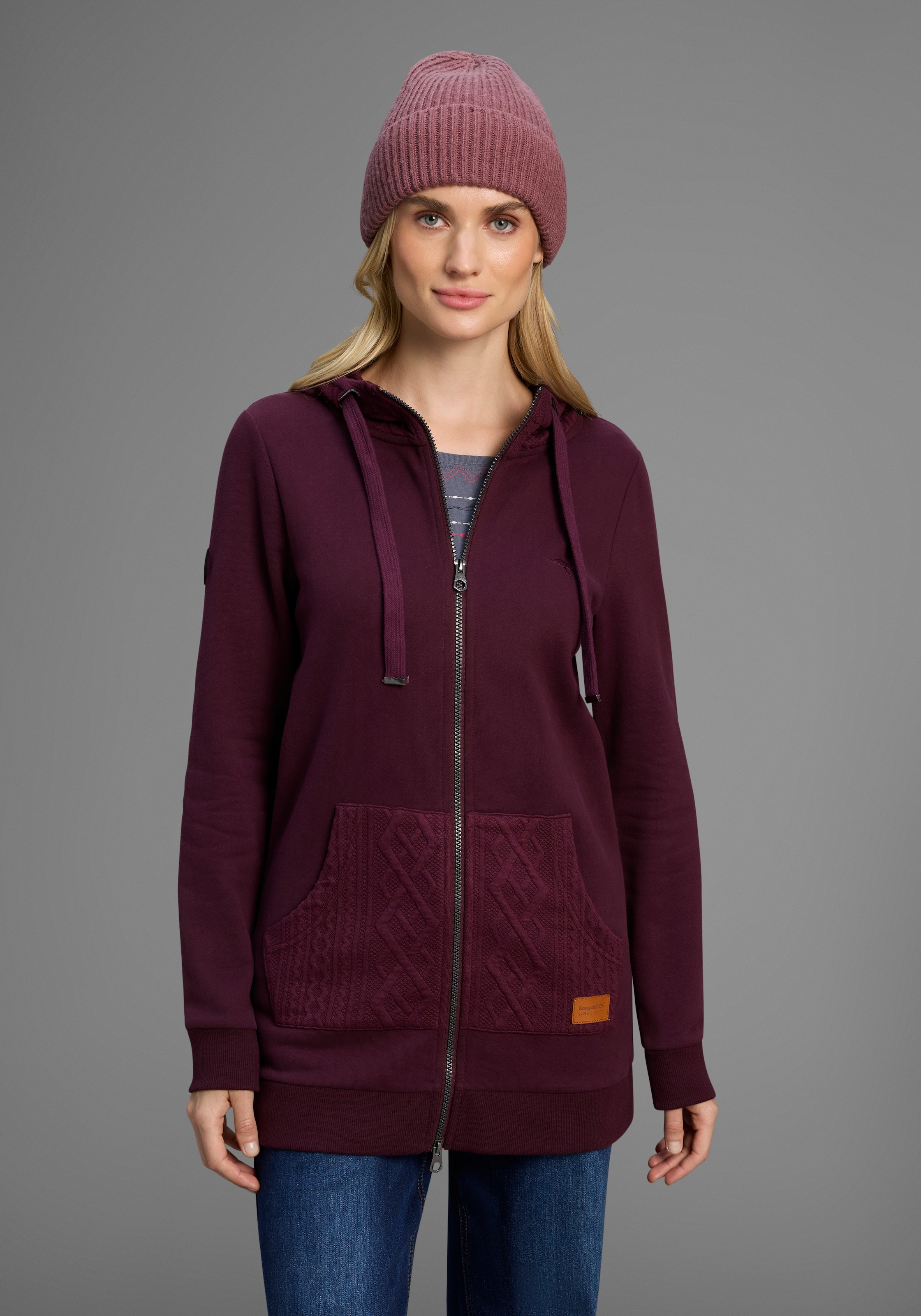KangaROOS Kapuzensweatjacke, mit Zopfmusterdetails günstig online kaufen