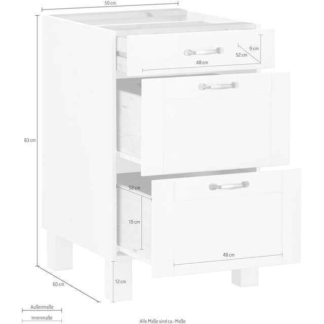 Home affaire Unterschrank »Alby«, Breite 50 cm, 3 Schubladen | BAUR