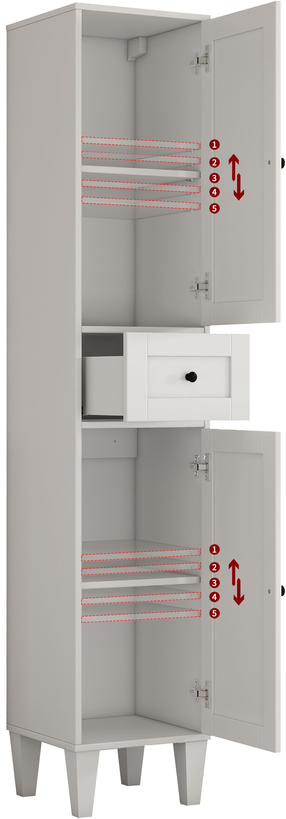 welltime Hochschrank »AMSTERDAM« Badschrank Breite 35cm, 2 Türen und 1 Auszug