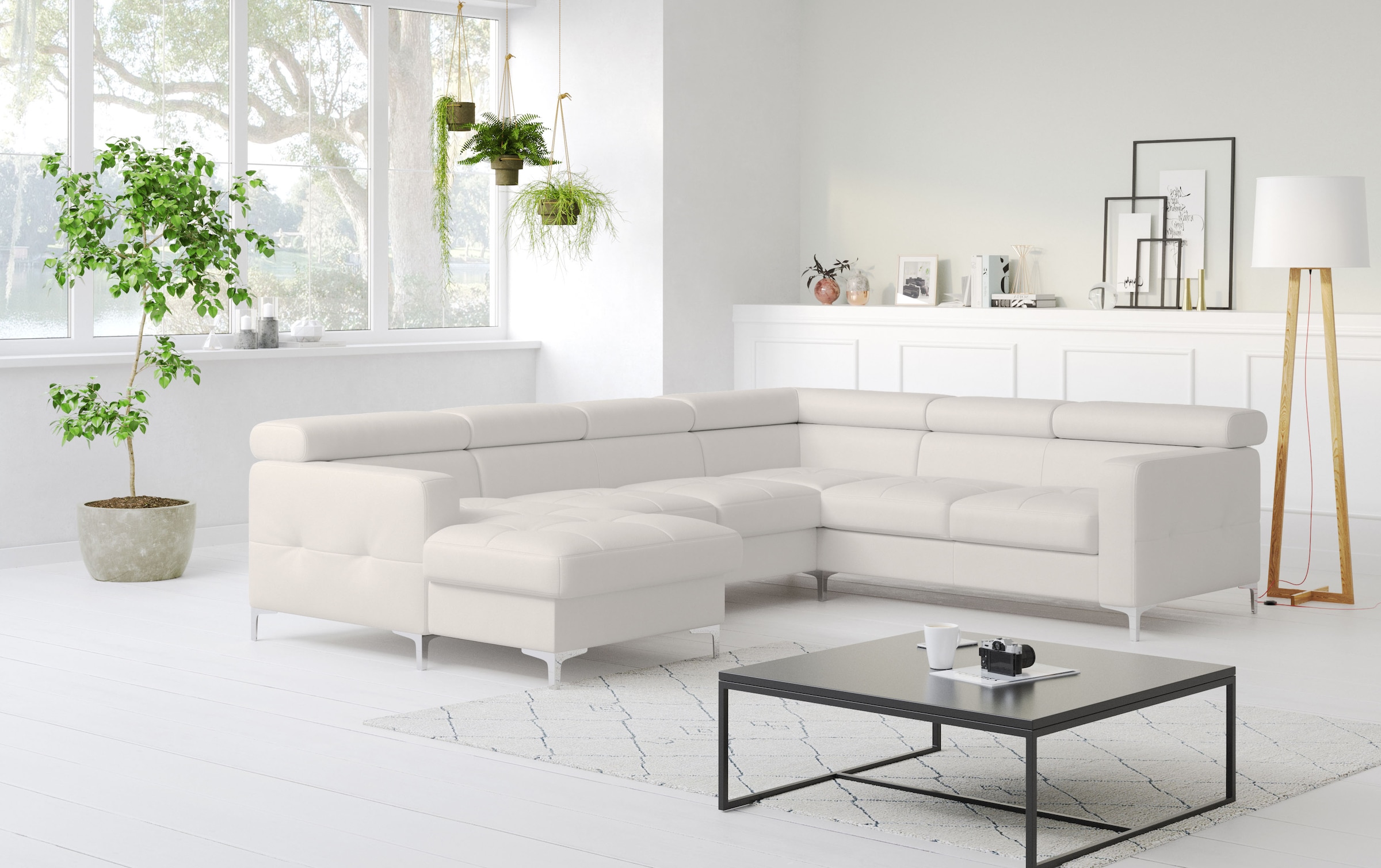 COTTA Wohnlandschaft "Sammy U-Form, B: 304 cm" Kopfteilverstellung, optional Schlaffunktion & Bettkasten