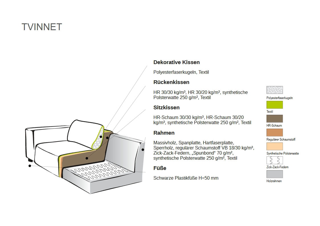 andas Ecksofa »Tvinnet«, Breite 317 cm, extra tiefe Sitzfläche, kubisches Sitzvergnügen