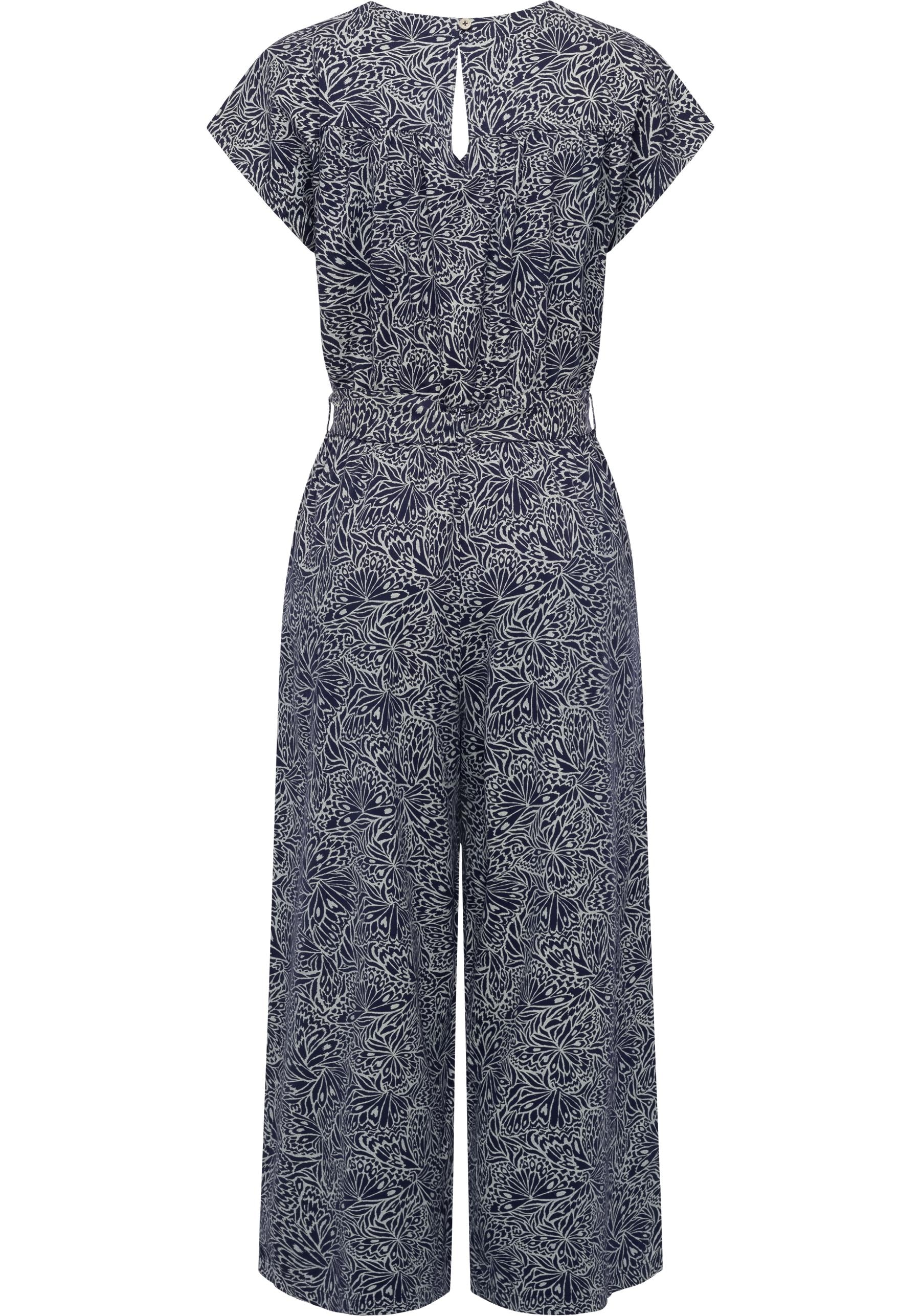 Ragwear Jumpsuit »Glina Print«, Langer Damen Overall mit Bindegürtel an der Taille