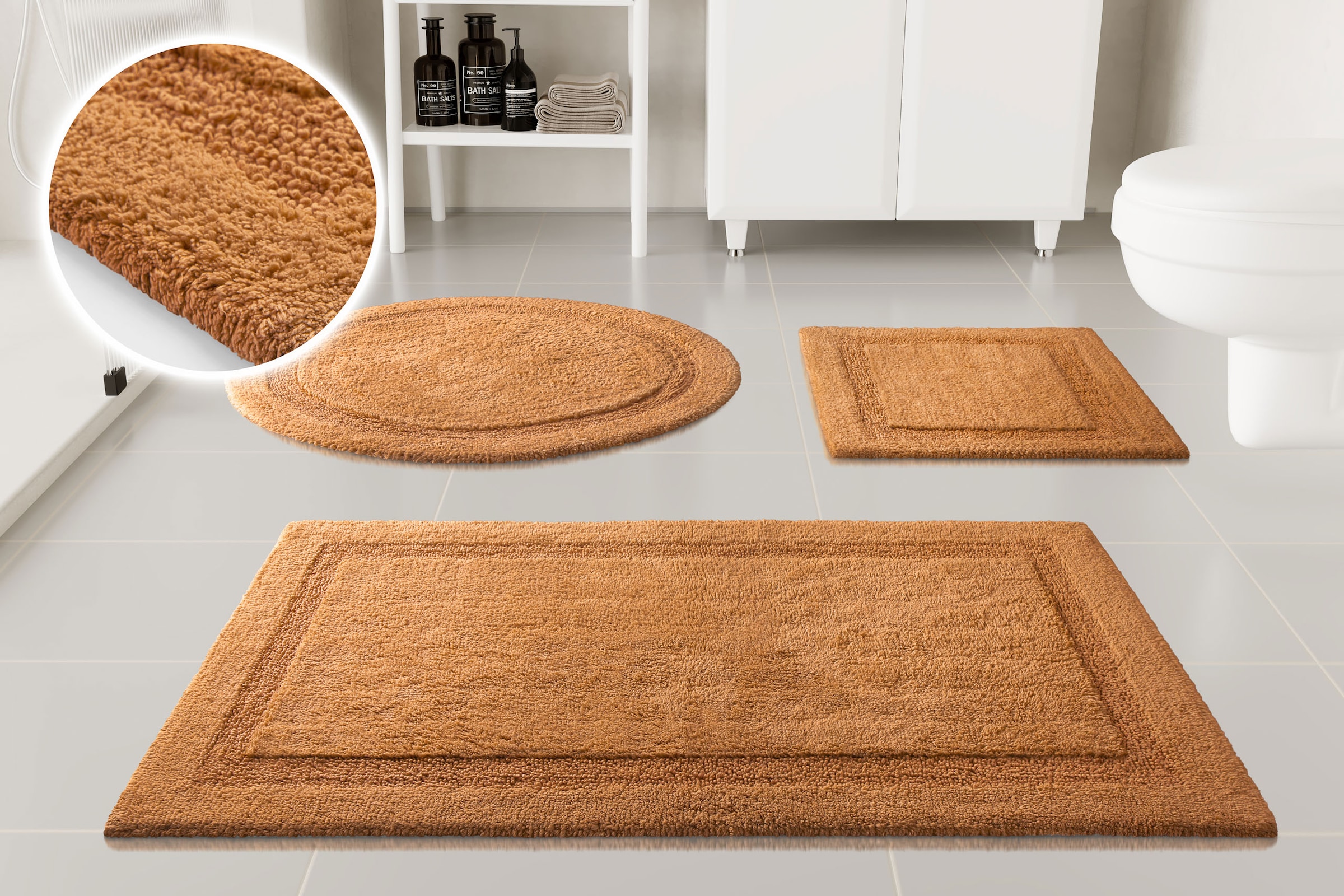 OTTO home Badematte "Meellor, uni, viele Farben, Badvorleger, Badezimmer Teppich" Höhe 20 mm rutschhemmend beschichtet fußbodenheizungsgeeignet Badteppich, getuftet, modern, Uni, antirutsch, flauschig, Baumwolle