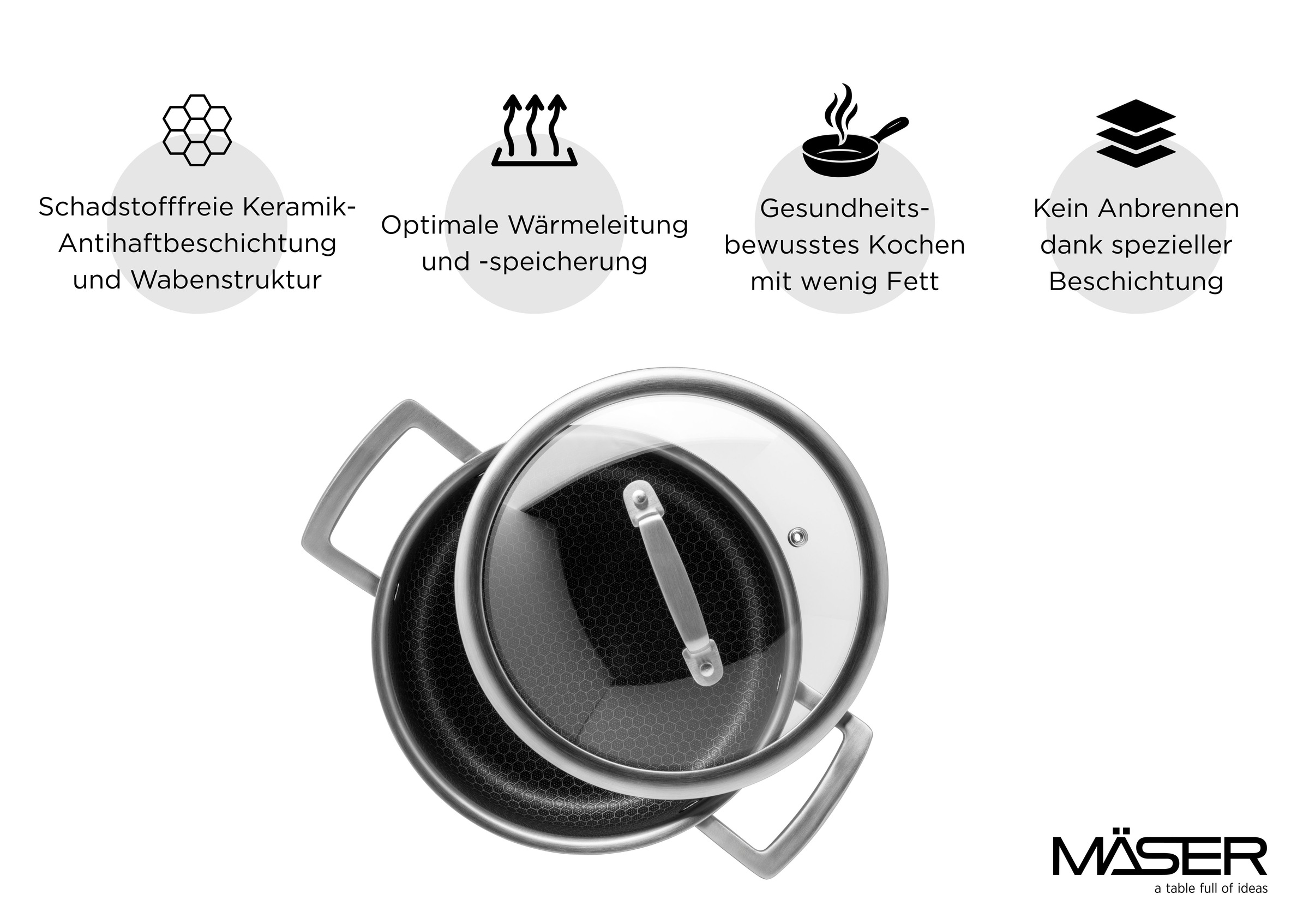 MÄSER Kochtopf »Hestia Keramik« Set, 2 tlg. Edelstahl 18/10