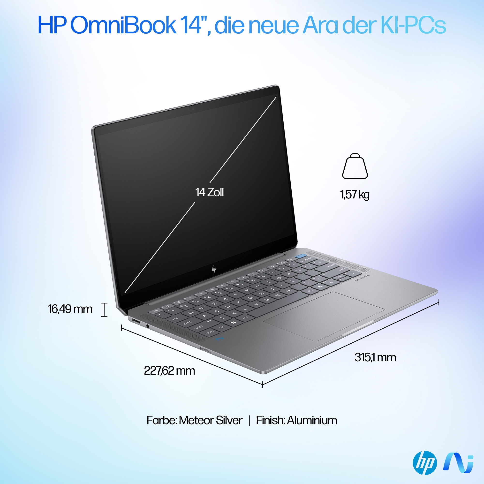 HP Notebook »HP OmniBook Ultra 14-fd0094ng«, 35,56 cm, / 14 Zoll, AMD, Ryzen™ AI 9, 1000 GB SSD