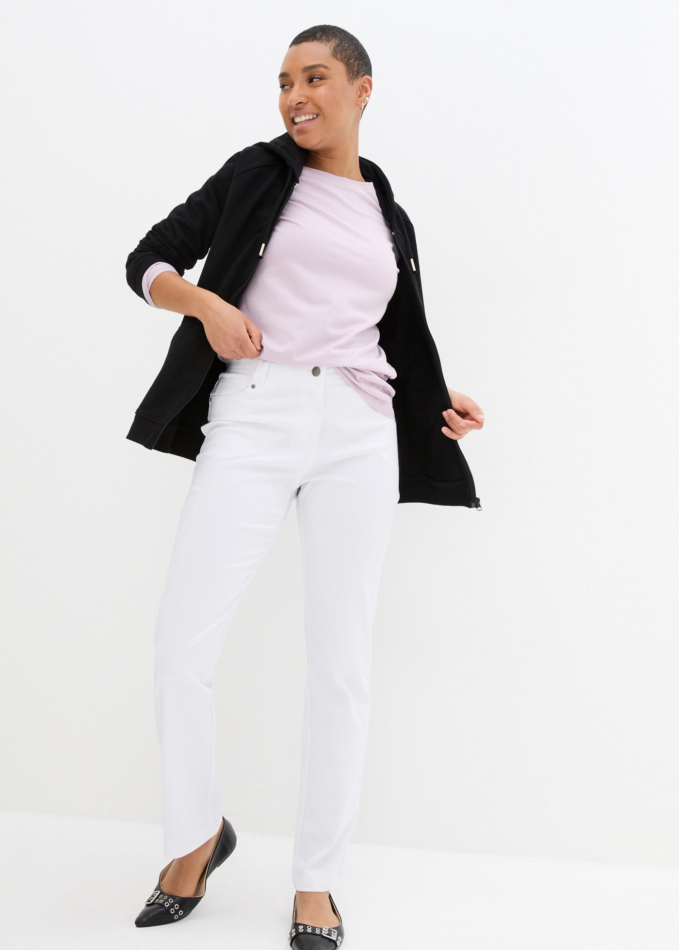 bonprix Stretch-Hose »Bengalin-Stretch-Hose mit Bequembund, Straight«  aus Polyester, Viskose und Elasthan, mit Bequembund, Regular Fit