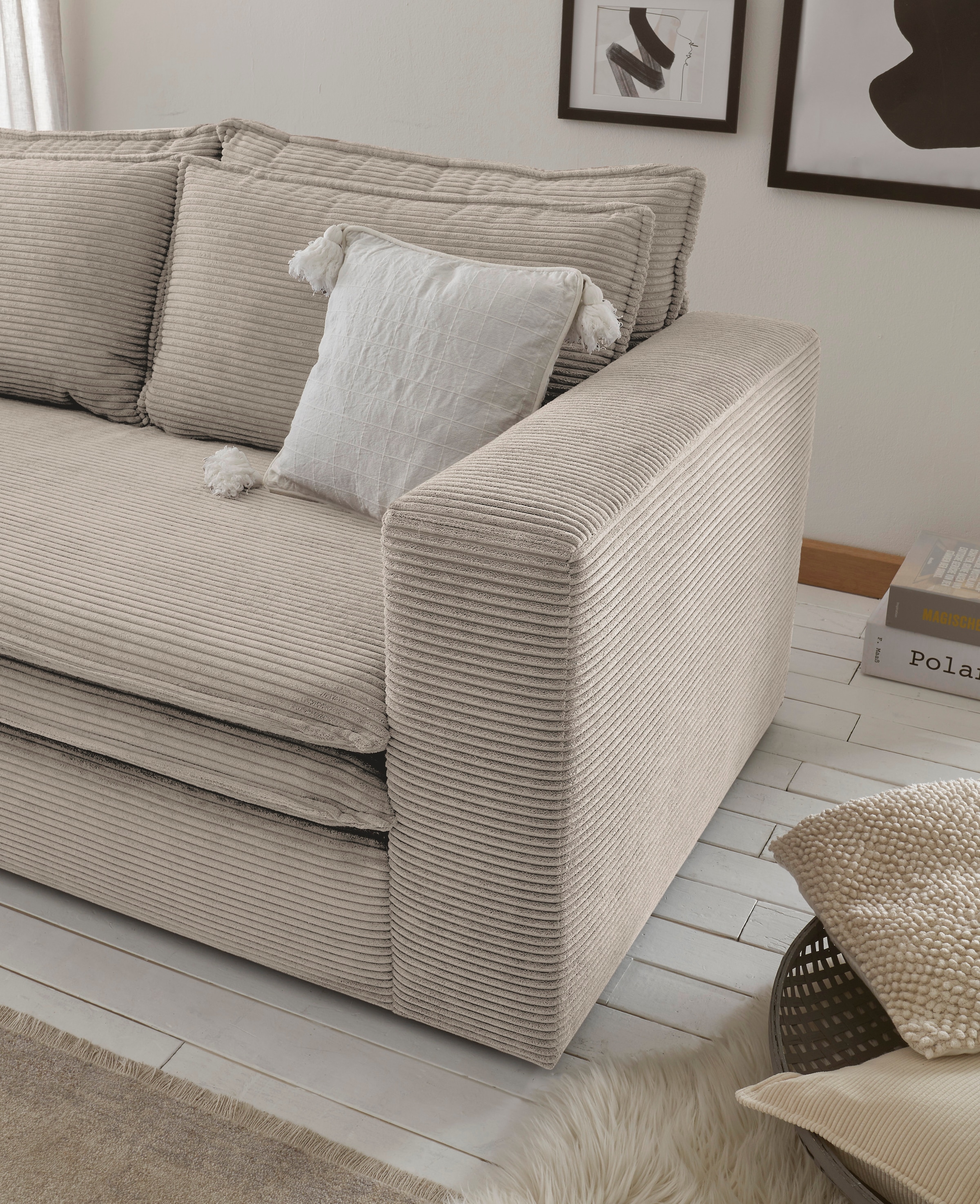Places of Style Sitzgruppe »PIAGGE«, (2 tlg.), 2-Sitzer-Sofa und Hocker klein im Set