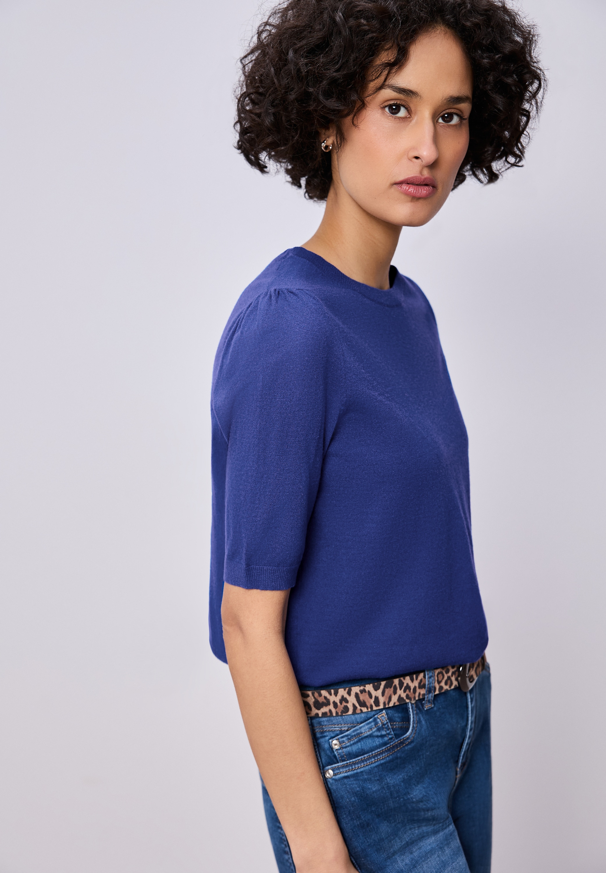 STREET ONE Strickpullover Halbarm mit modischen Pull-Ärmeln günstig online kaufen