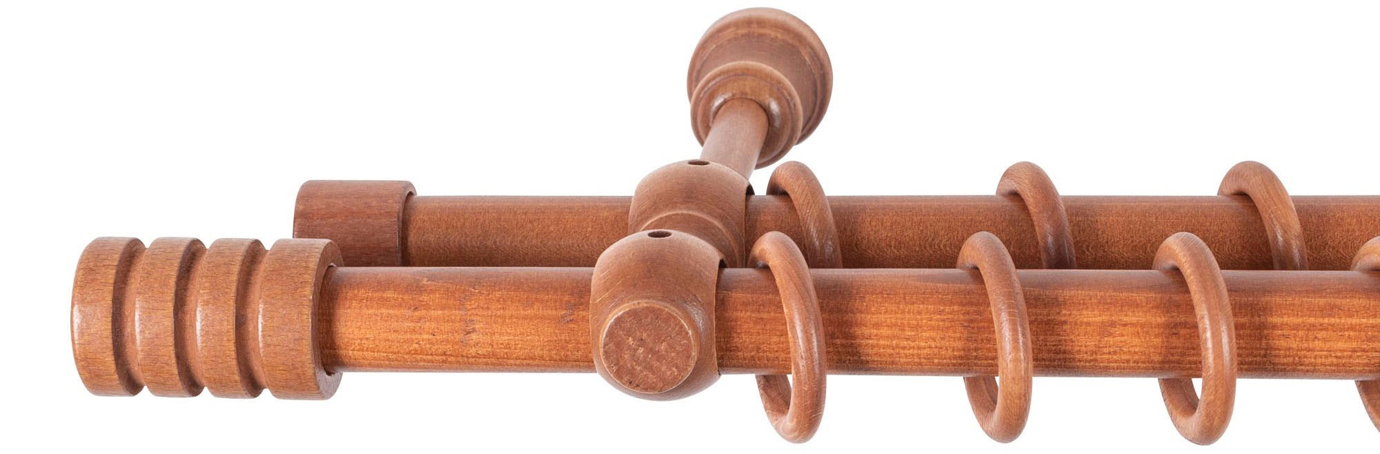 SN DECO GROUP Gardinenstange »Pisa«, 2 läufig-läufig, Fixmaß, 28 mm, Holz, verschiedene Längen und Farben, Komplettset